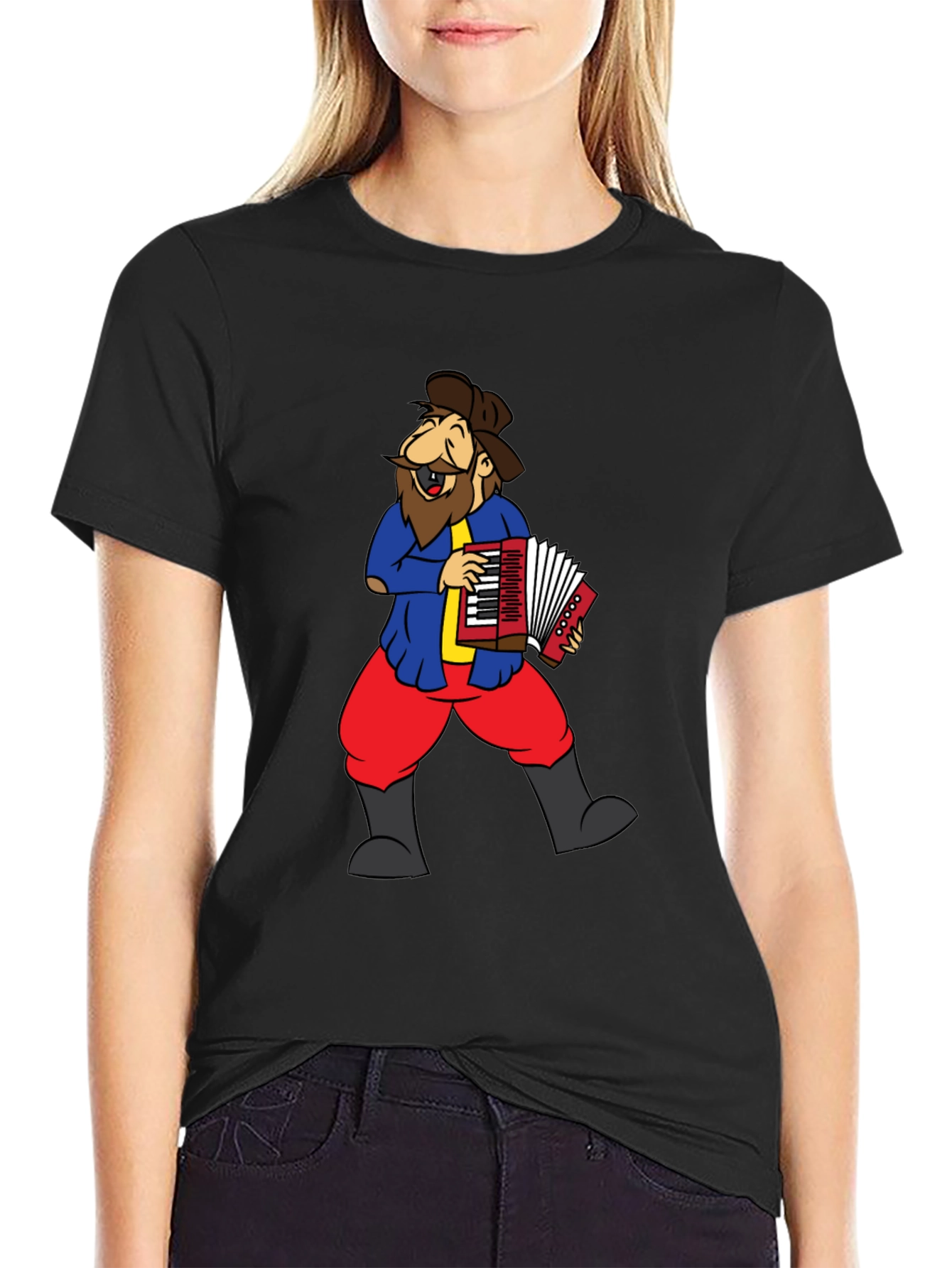 Accordion Player Graphic Tee - Black
