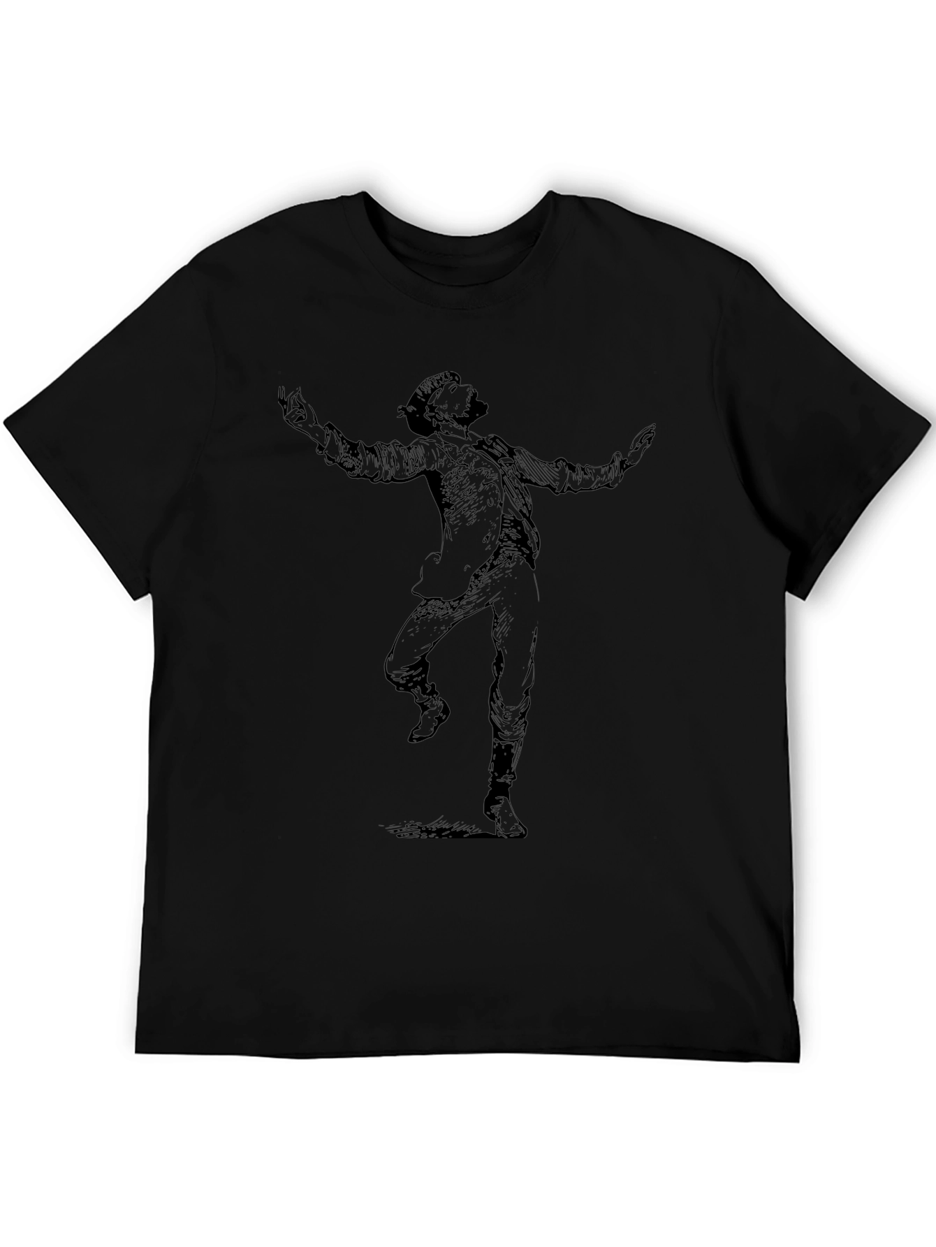 Dancing Man Graphic Tee - Black Crew Neck T-Shirt