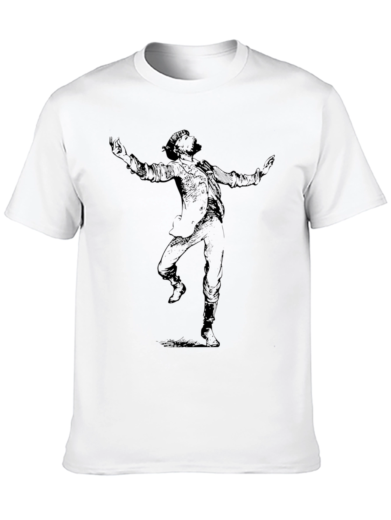Dancing Man Graphic Tee - Black Crew Neck T-Shirt