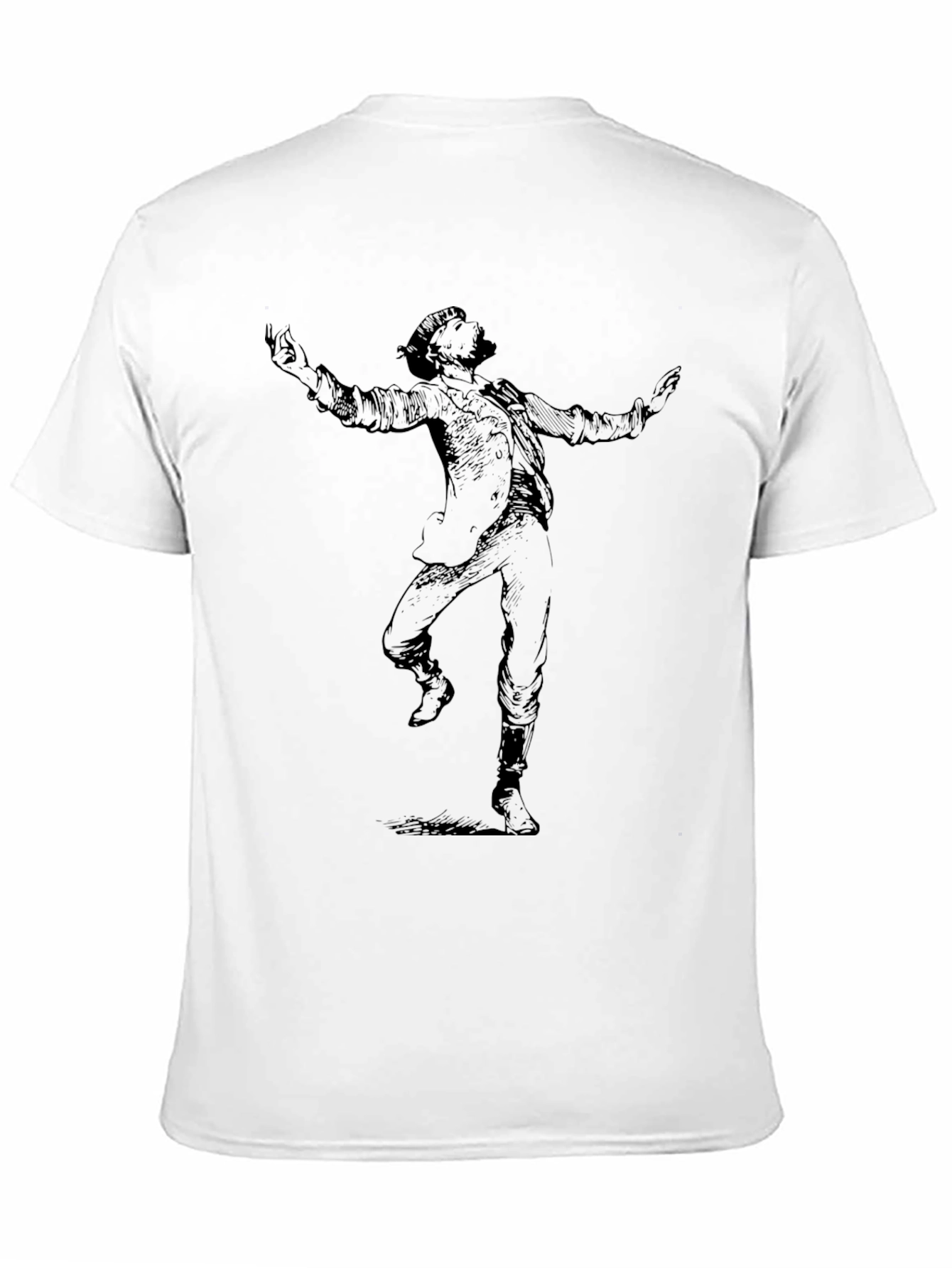 Dancing Man Graphic Tee - Black Crew Neck T-Shirt