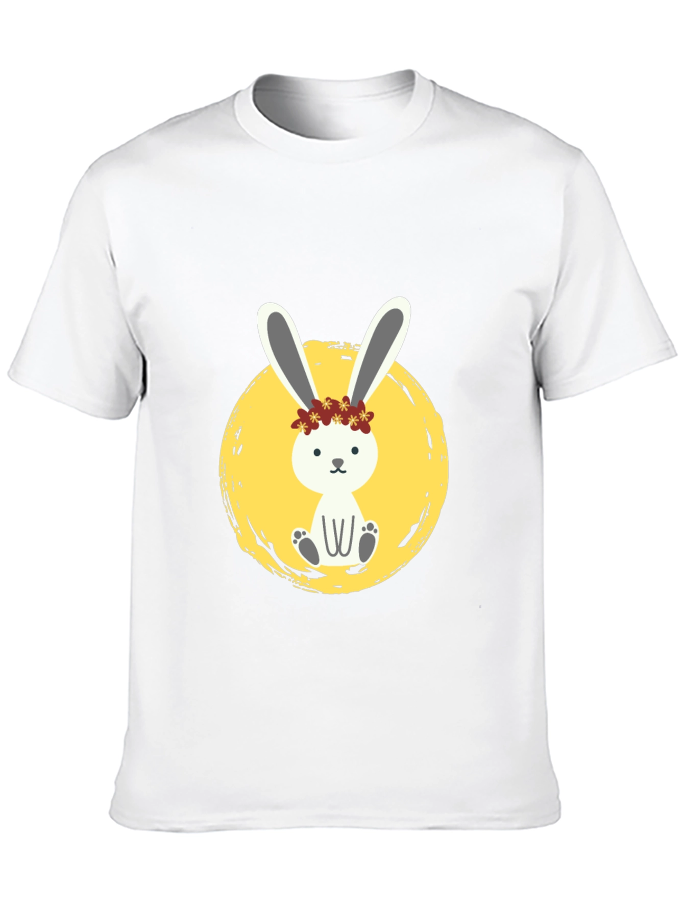 Cute Bunny Graphic Tee - Black Cotton Shirt