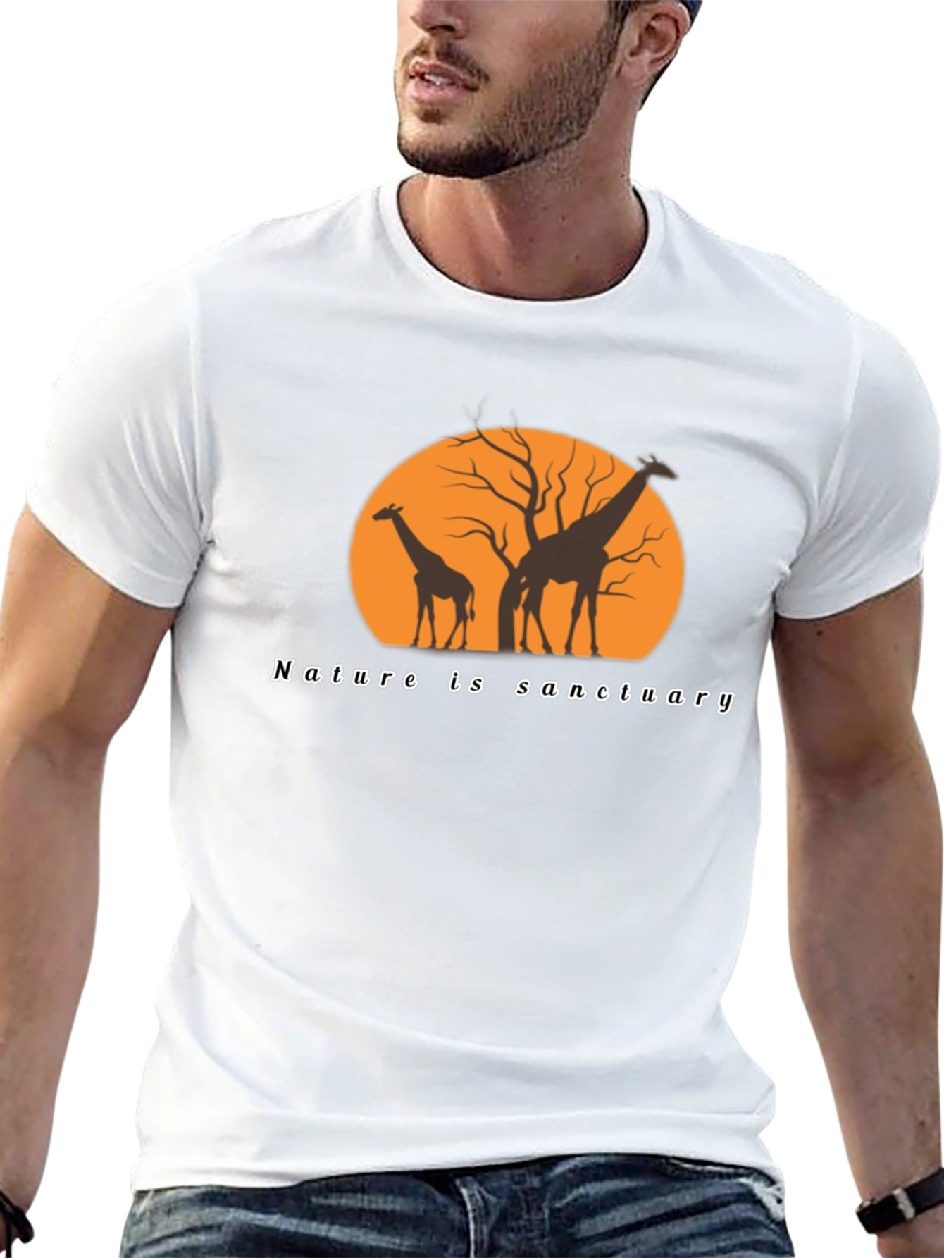 Nature is Sanctuary Giraffe Silhouette Graphic Tee