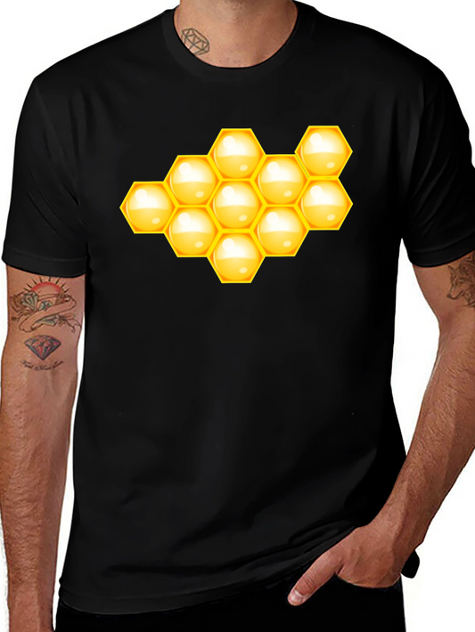 Honeycomb Graphic Tee - Stylish Black T-Shirt