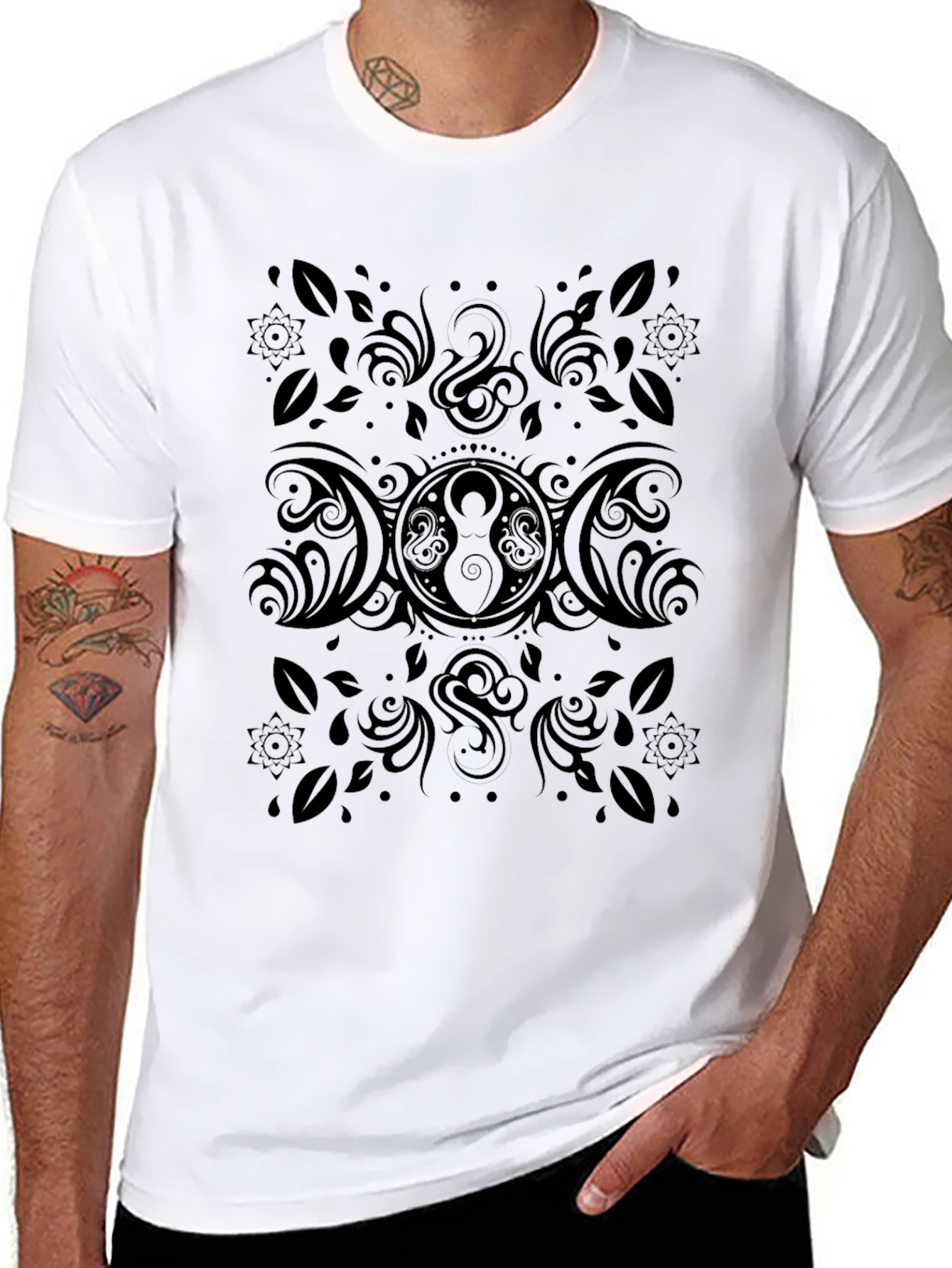 Black Triple Moon Goddess T-Shirt