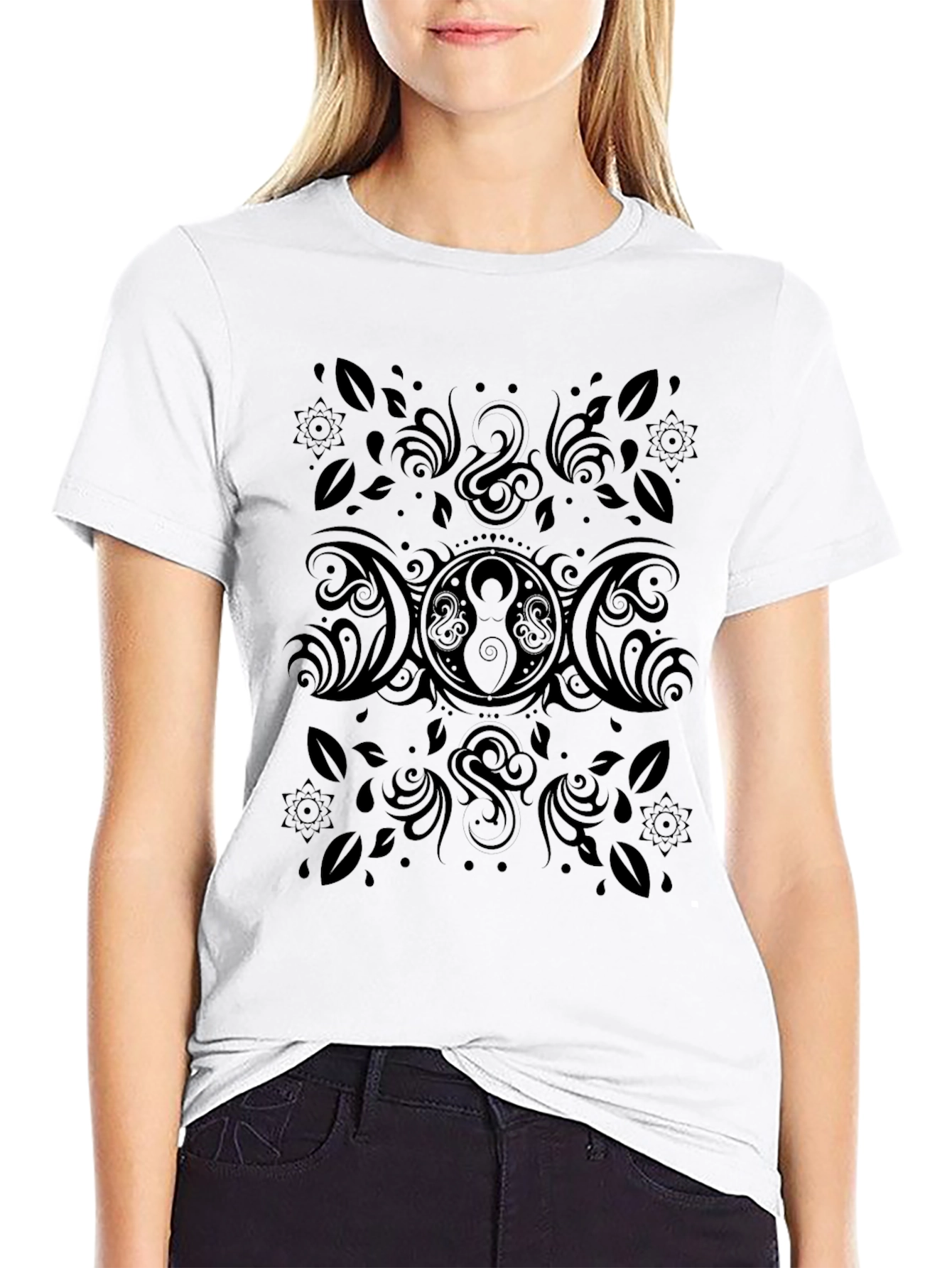 Black Triple Moon Goddess T-Shirt