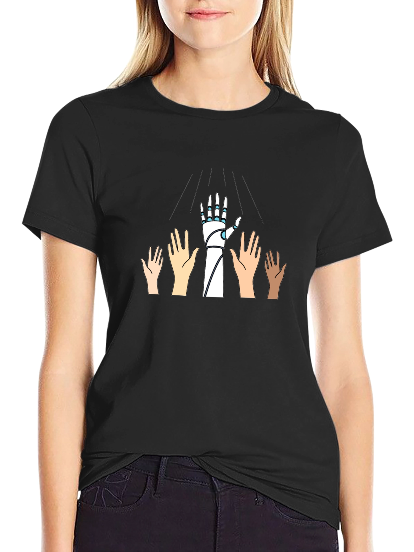 Robotic Hand Graphic Tee - Black T-Shirt