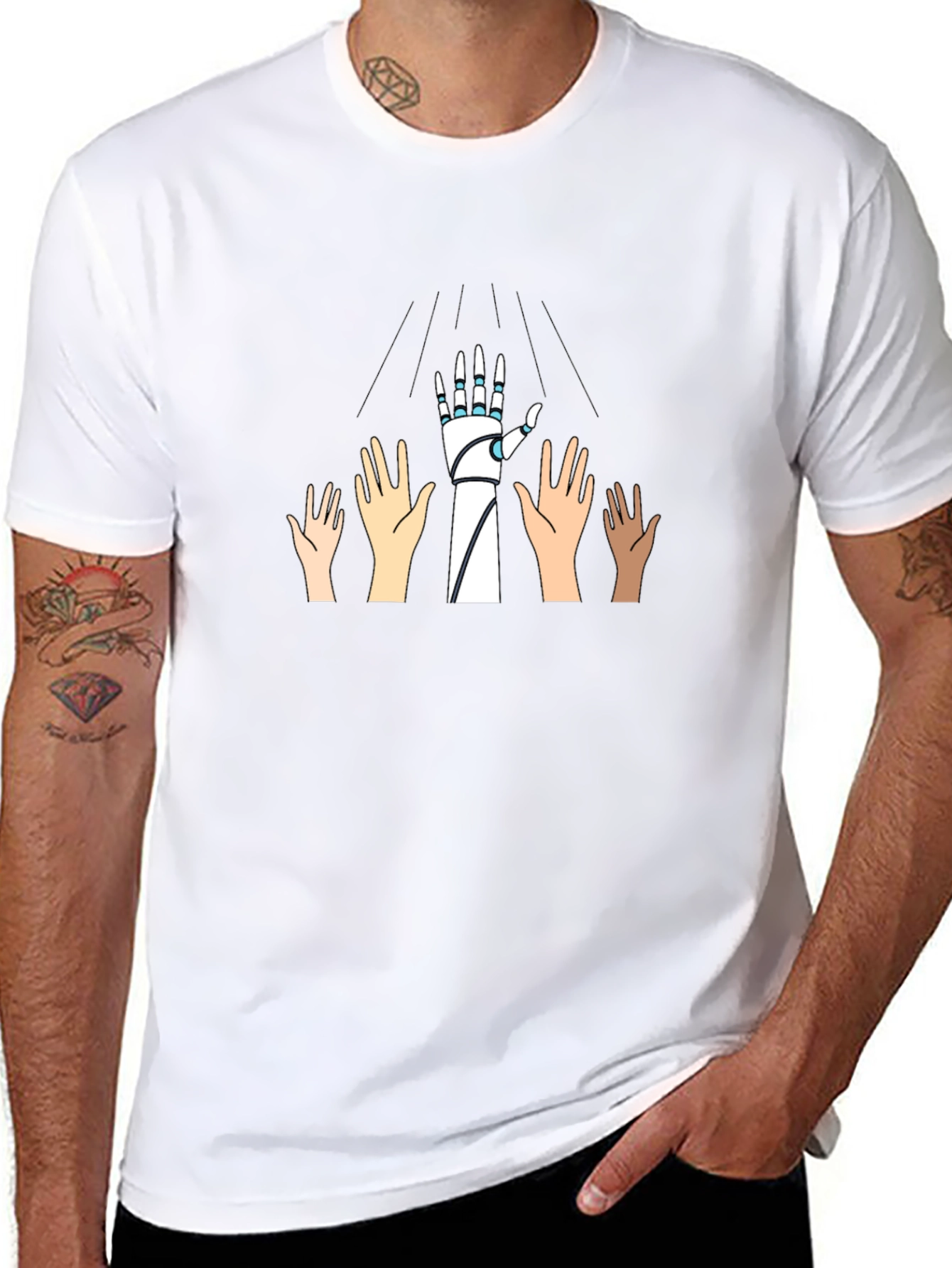 Robotic Hand Graphic Tee - Black T-Shirt