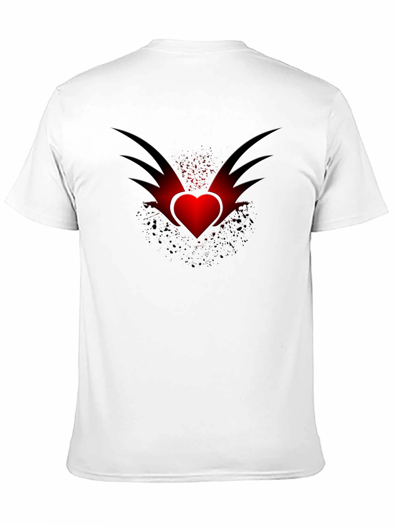 Mens Black T-Shirt with Winged Heart Graphic