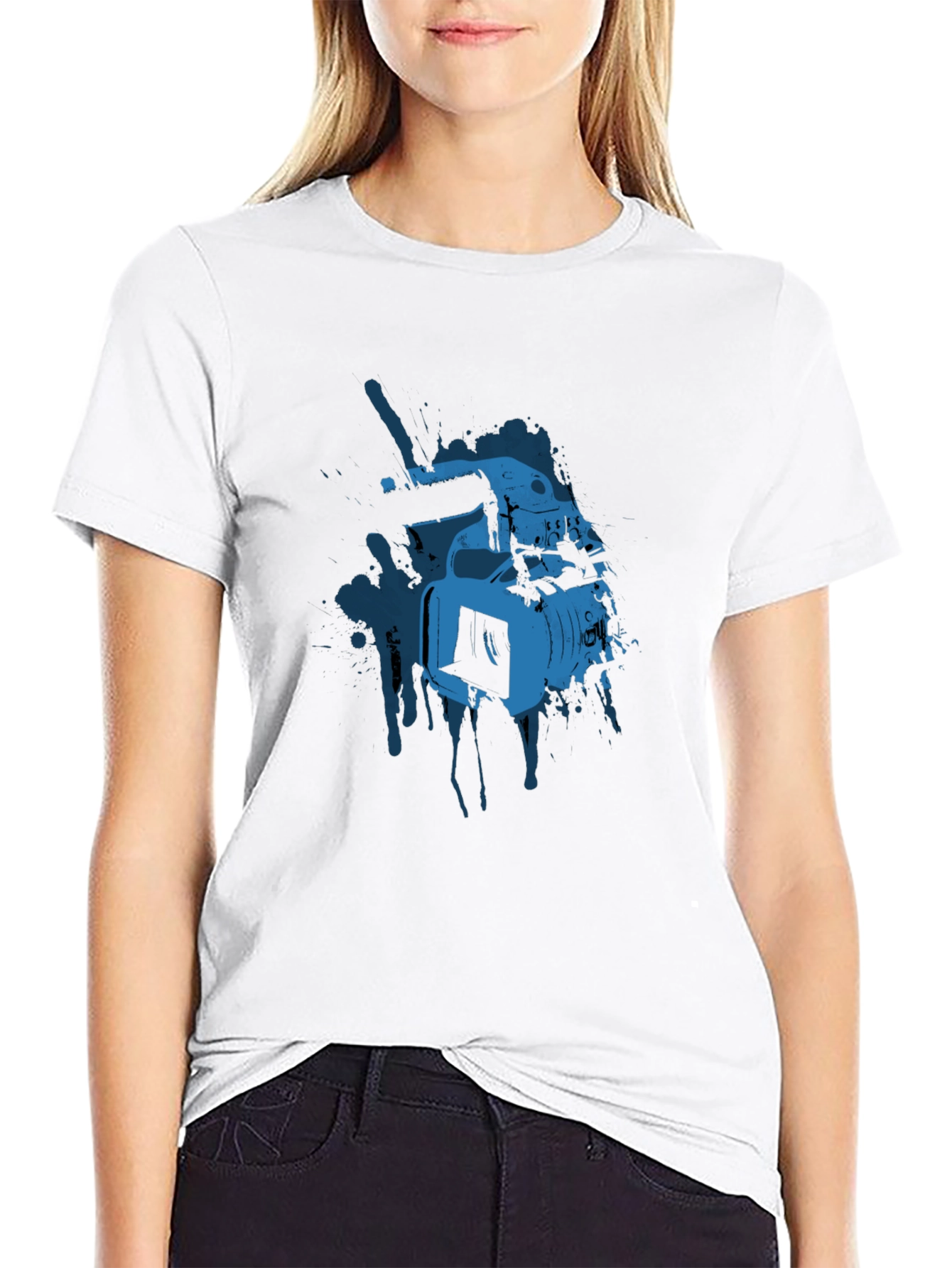 Cool Camera Graphic Tee - Black Cotton T-Shirt