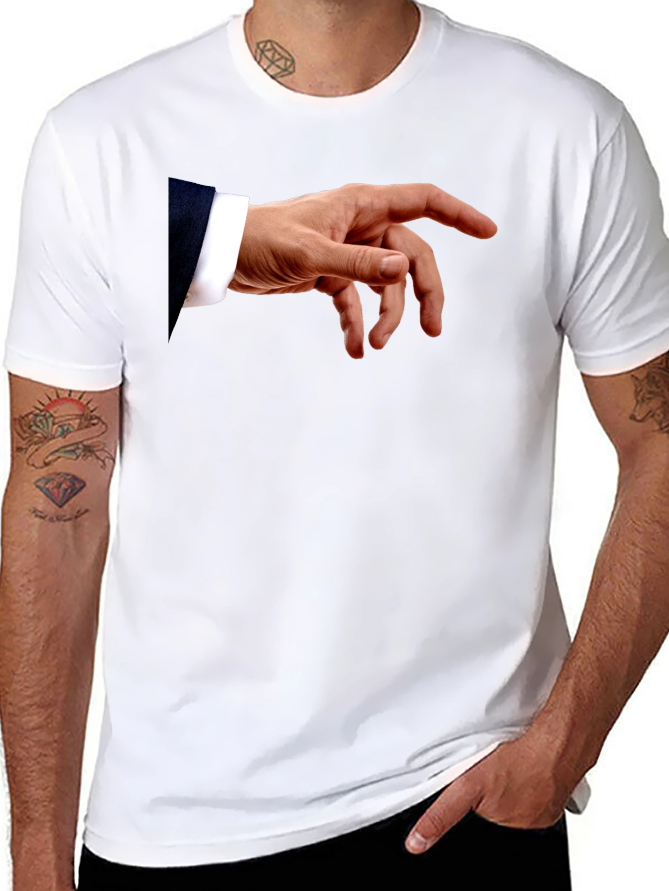 Michelangelos Creation of Adam Hand Graphic T-Shirt