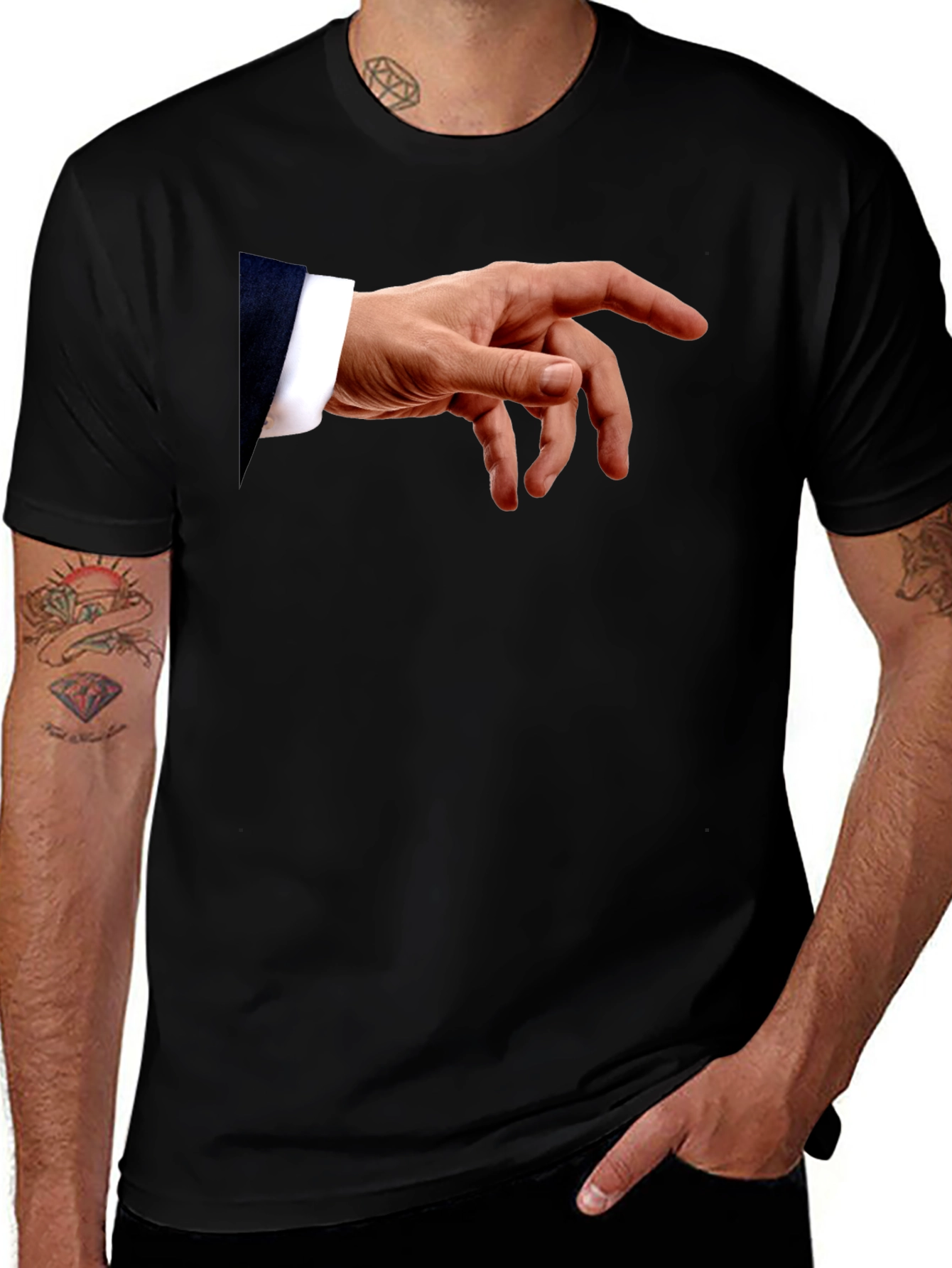 Michelangelos Creation of Adam Hand Graphic T-Shirt