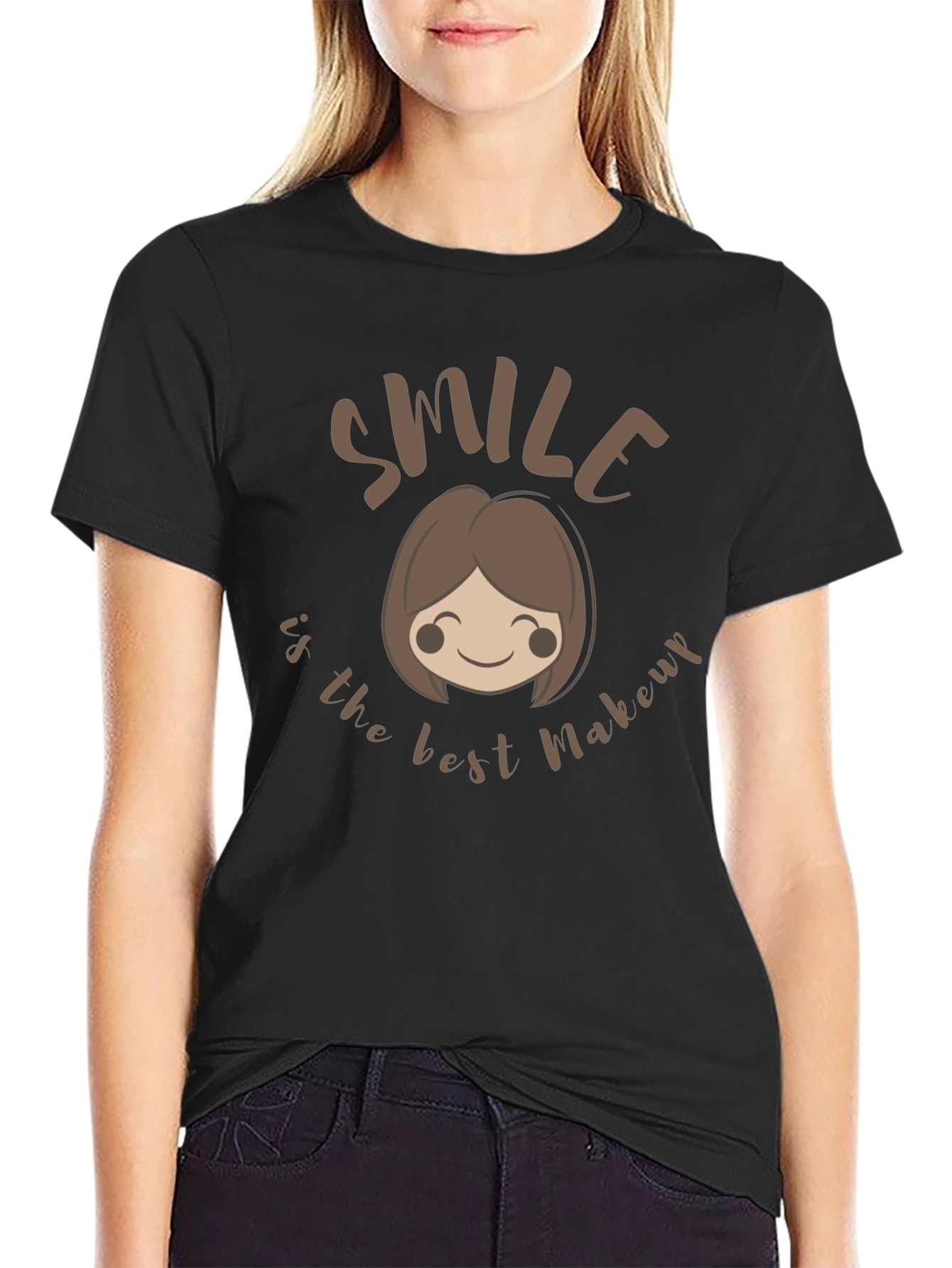 Smile is the Best Makeup Black T-Shirt