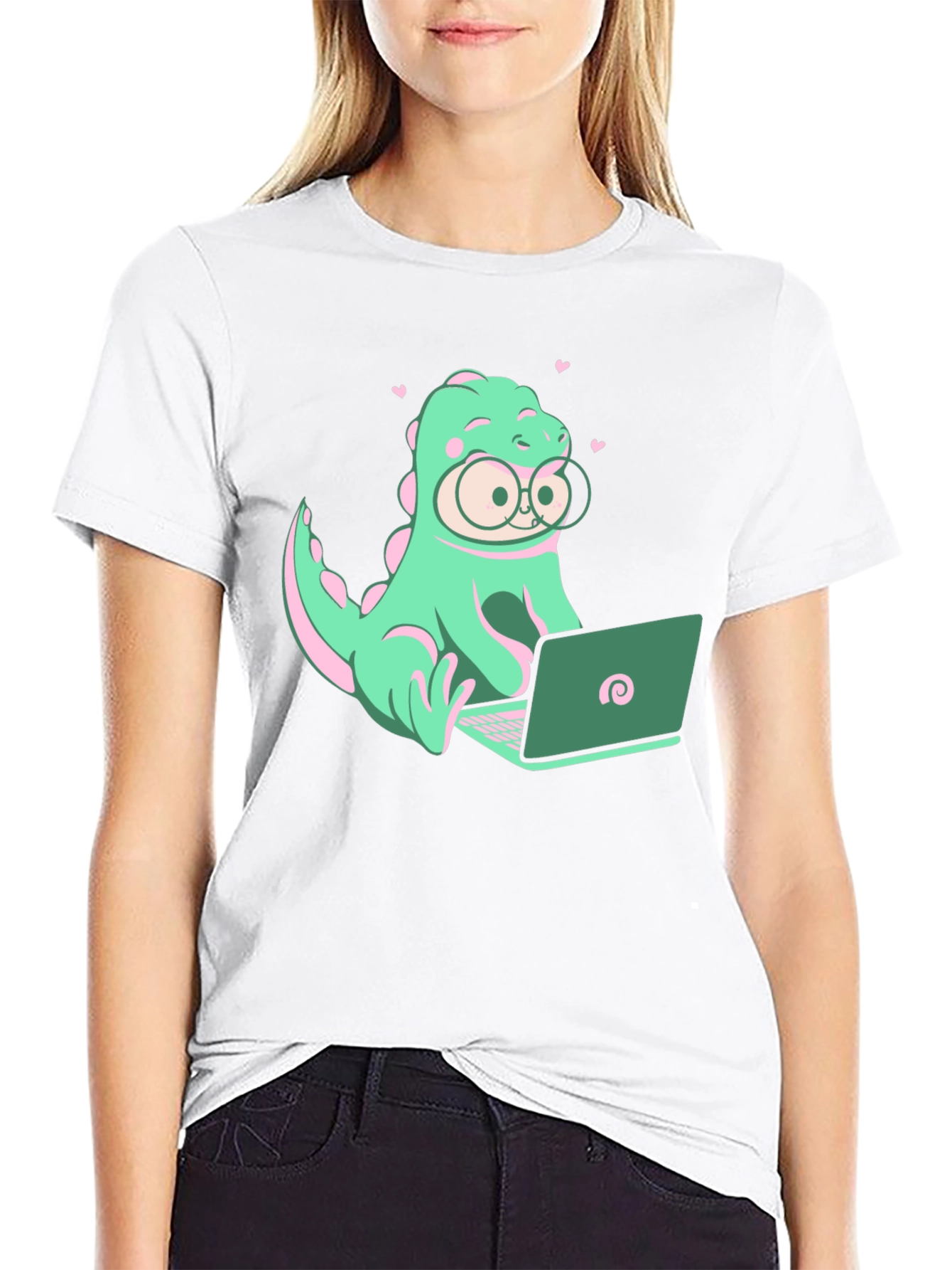 Dino Coder Graphic Tee - Black Cotton T-Shirt