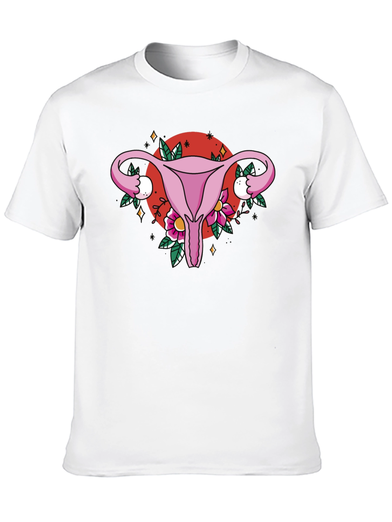 Uterus Floral Graphic Tee - Black Cotton T-Shirt