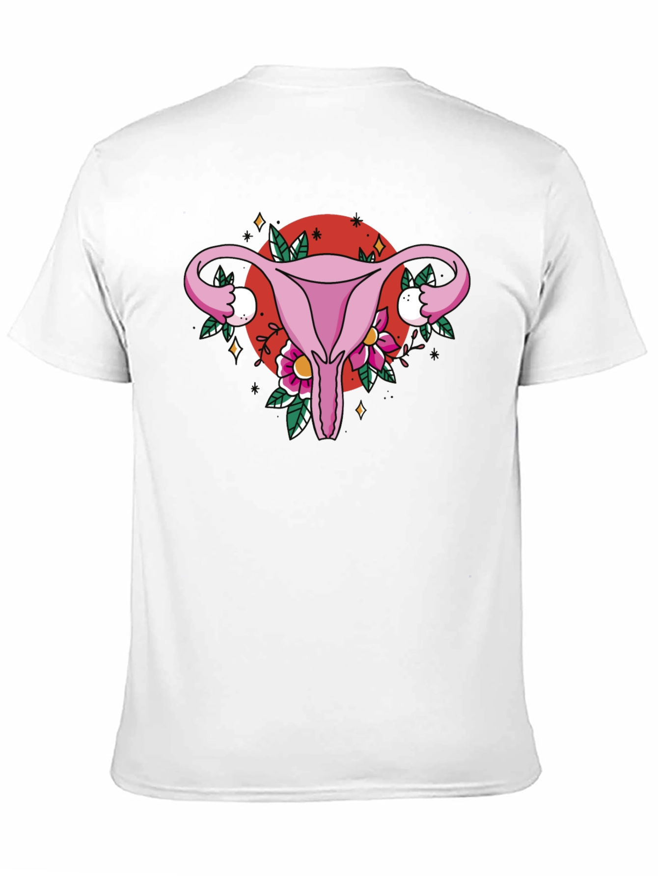 Uterus Floral Graphic Tee - Black Cotton T-Shirt