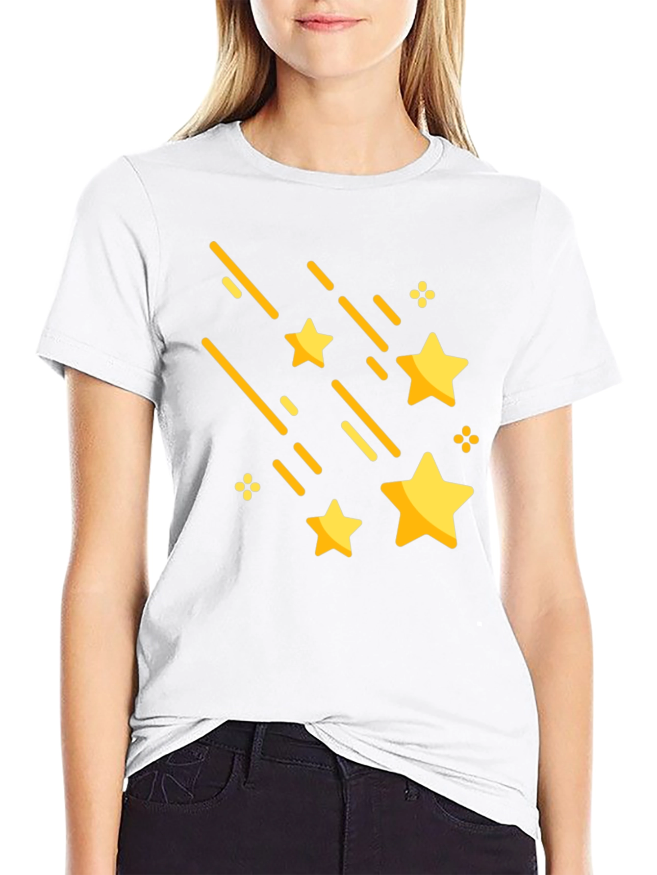 Shooting Stars Graphic Tee - Stylish Black Cotton T-Shirt