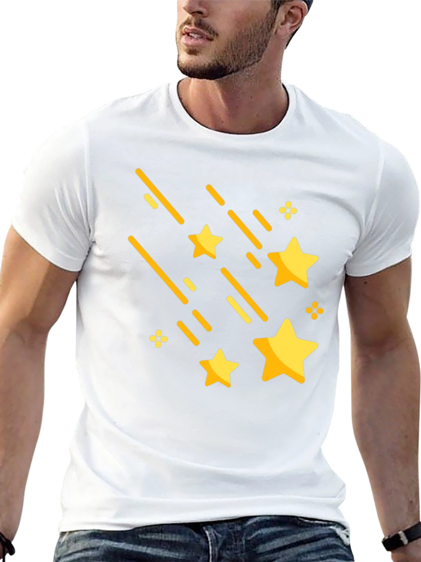 Shooting Stars Graphic Tee - Stylish Black Cotton T-Shirt