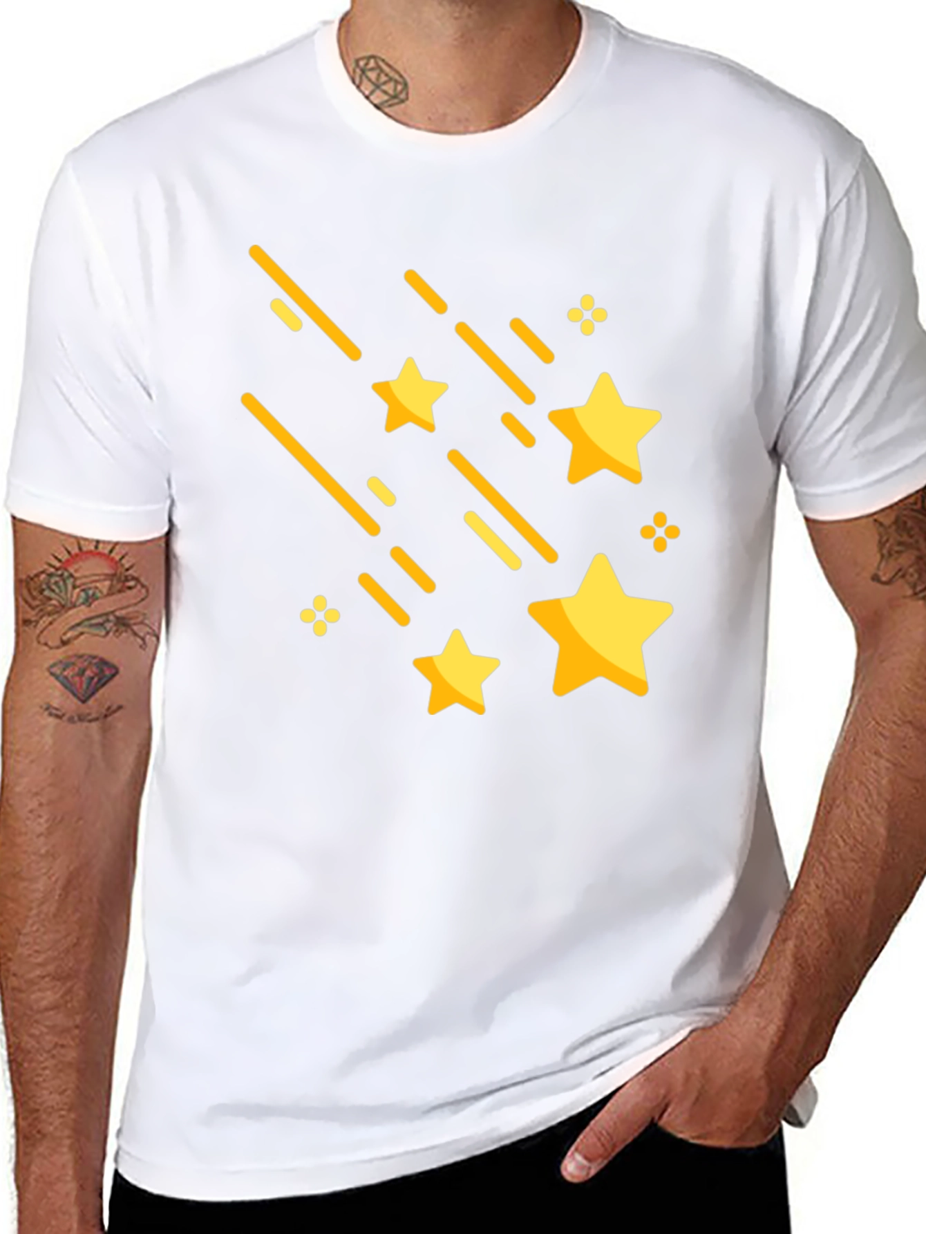 Shooting Stars Graphic Tee - Stylish Black Cotton T-Shirt