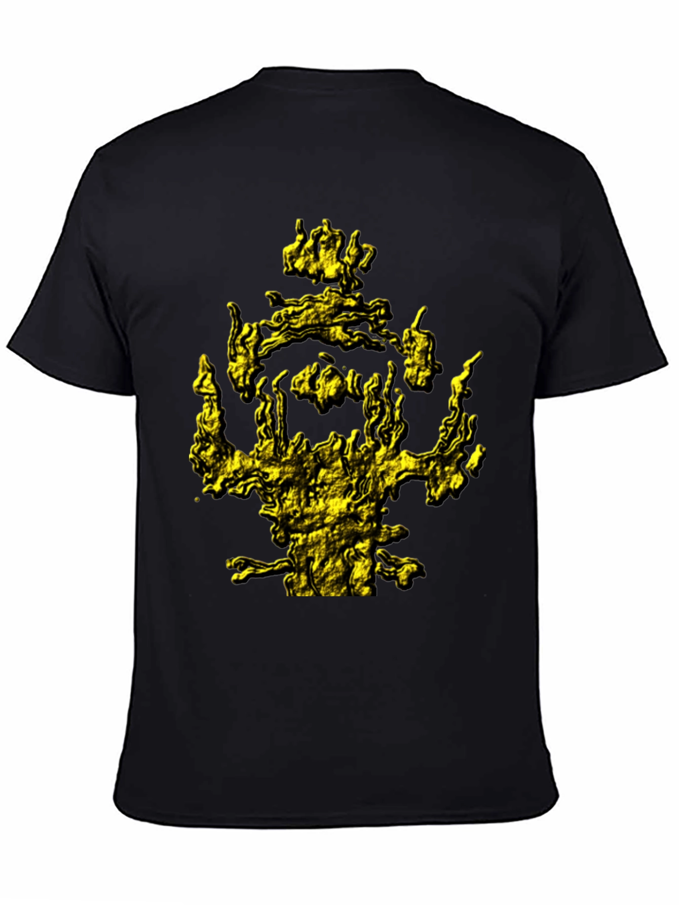 Mens Black T-Shirt with Abstract Gold Graphic Print