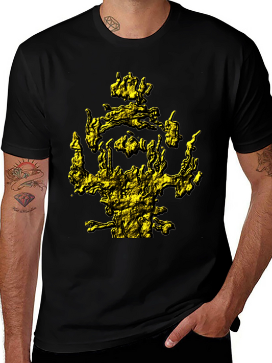 Mens Black T-Shirt with Abstract Gold Graphic Print