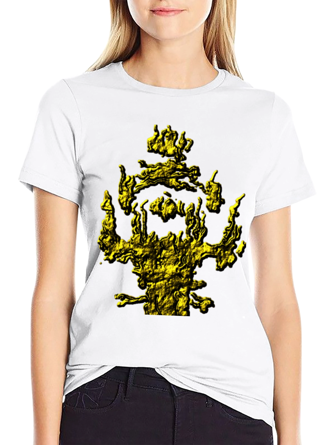 Mens Black T-Shirt with Abstract Gold Graphic Print