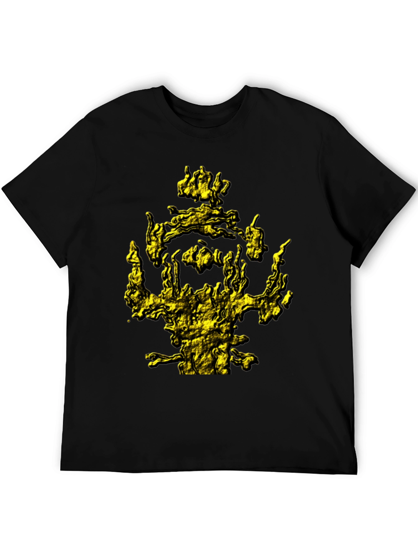 Mens Black T-Shirt with Abstract Gold Graphic Print