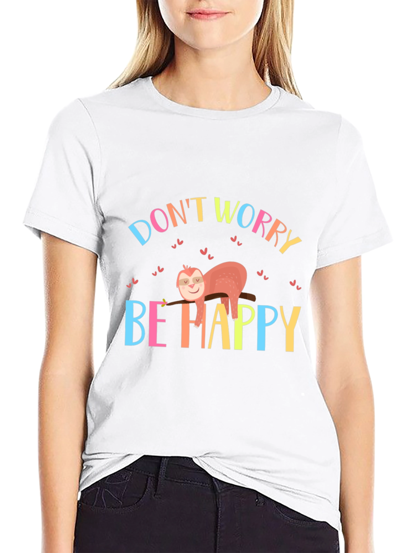 Dont Worry Be Happy Sloth Graphic Tee