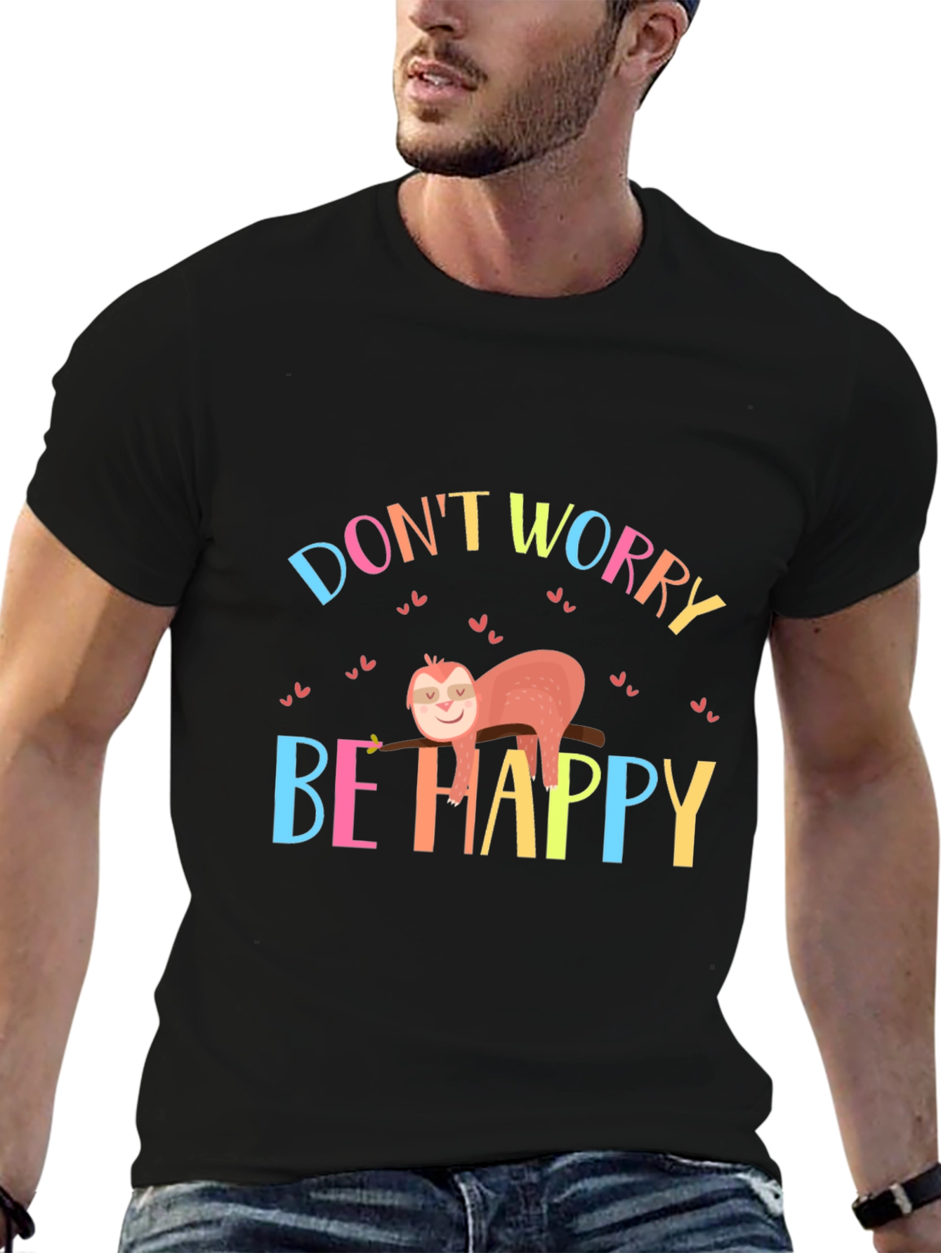 Dont Worry Be Happy Sloth Graphic Tee
