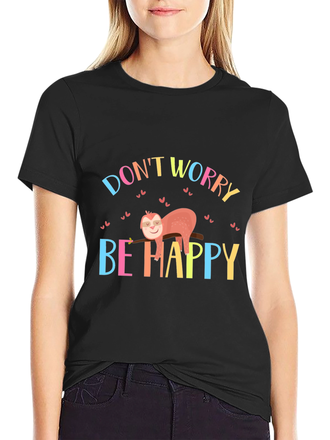 Dont Worry Be Happy Sloth Graphic Tee