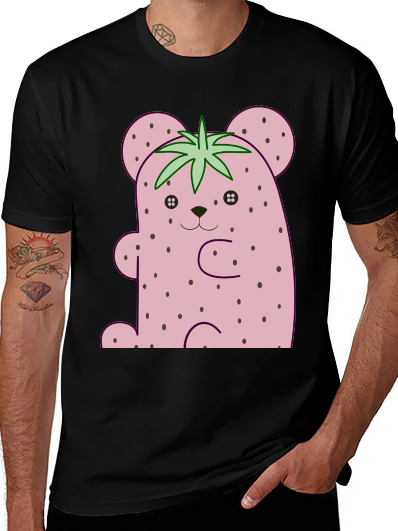 Strawberry Bear Graphic Tee - Cute Kawaii Style Shirt