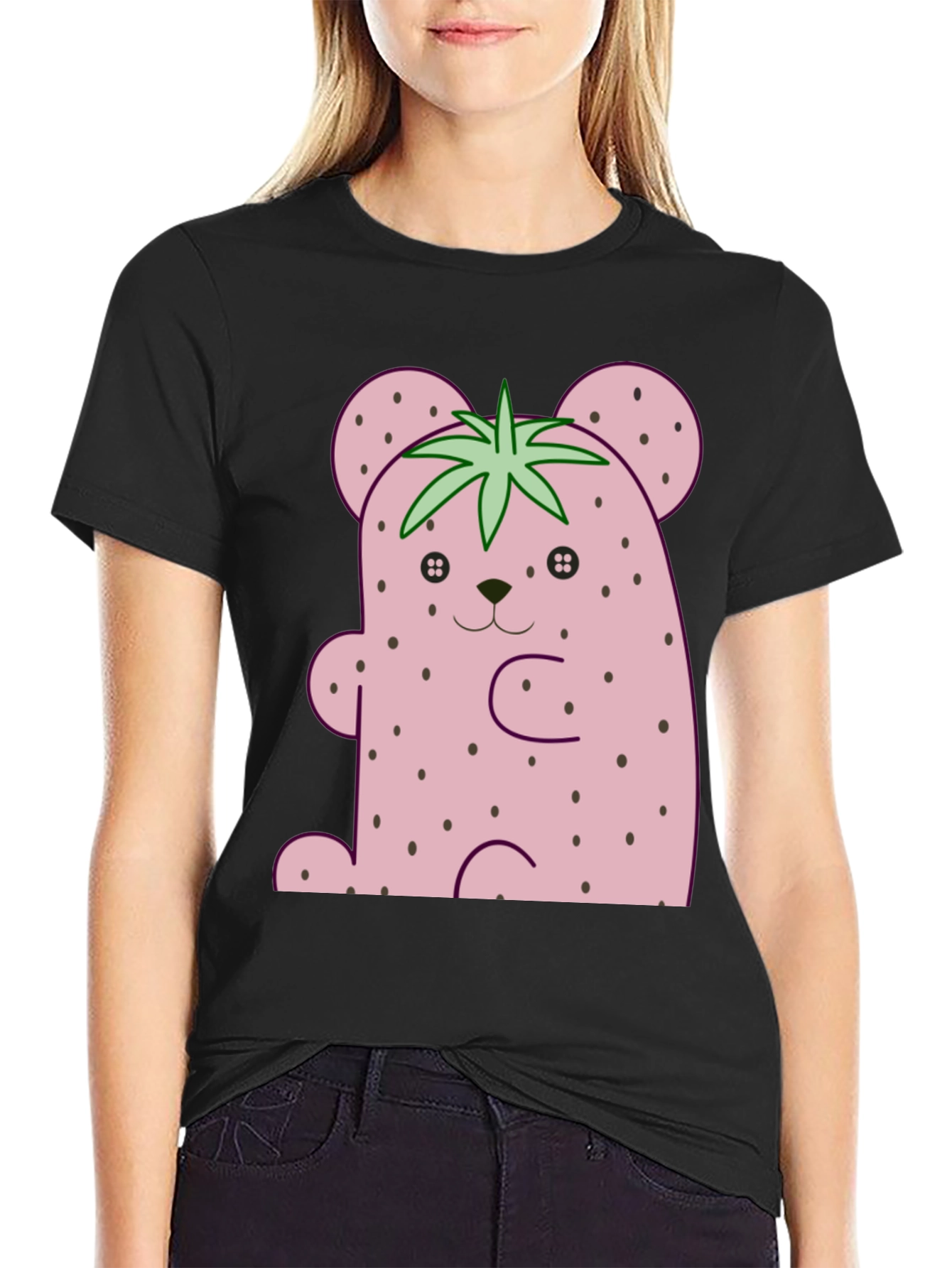 Strawberry Bear Graphic Tee - Cute Kawaii Style Shirt