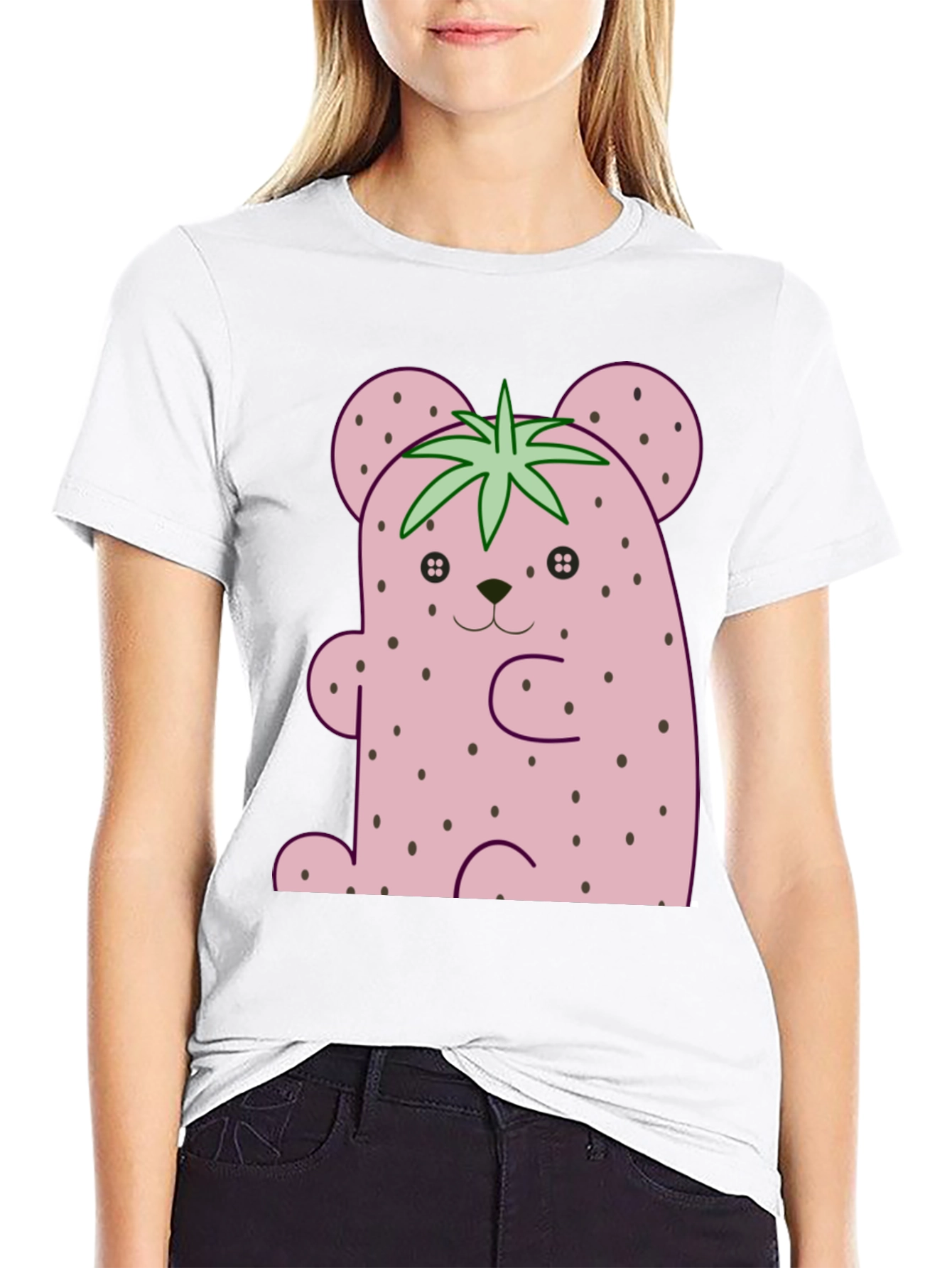 Strawberry Bear Graphic Tee - Cute Kawaii Style Shirt