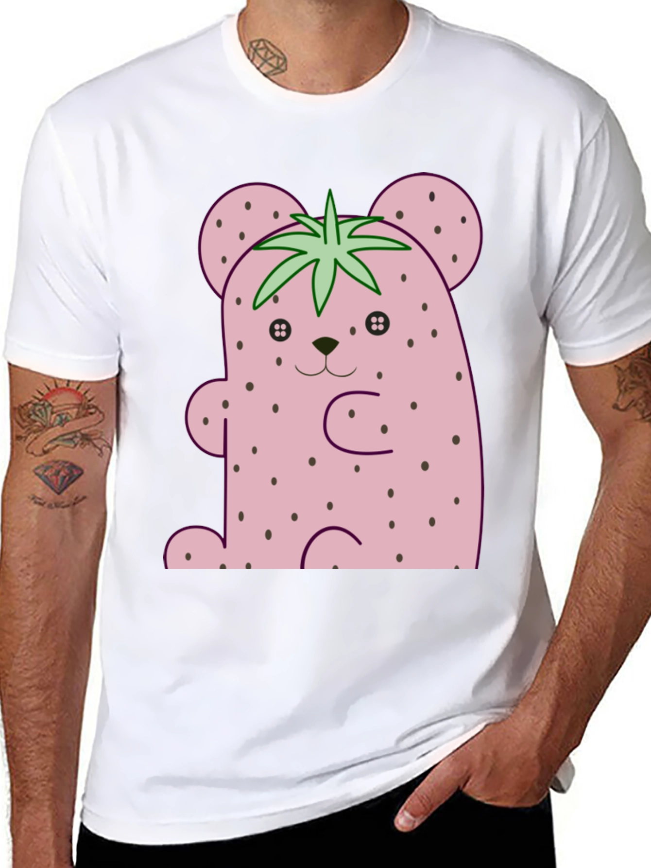 Strawberry Bear Graphic Tee - Cute Kawaii Style Shirt