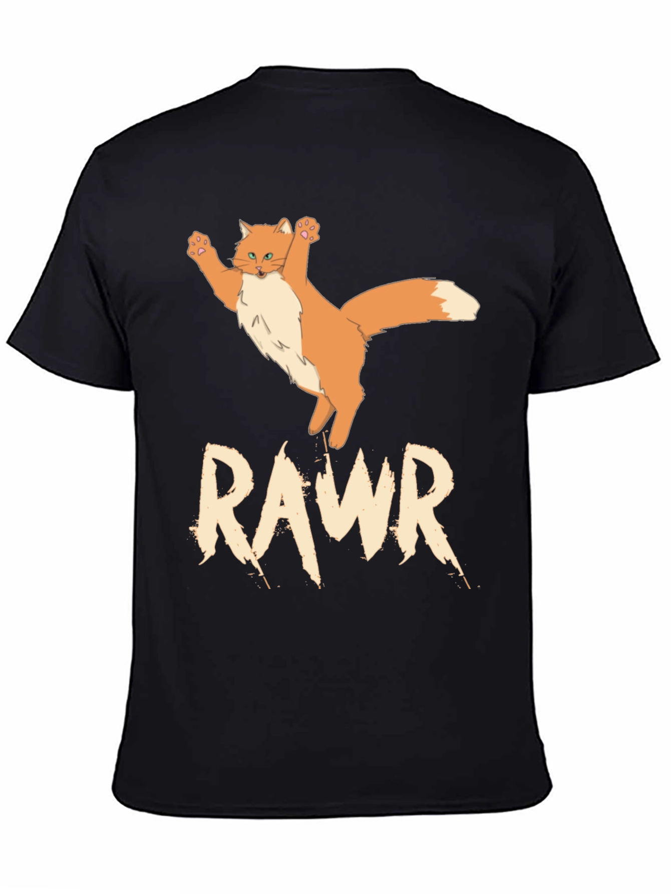 RAWR Cat Graphic Tee - Black Cotton T-Shirt