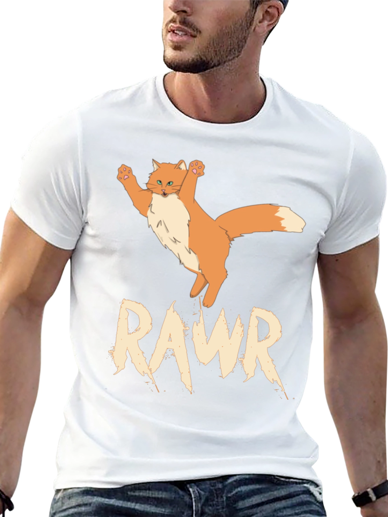 RAWR Cat Graphic Tee - Black Cotton T-Shirt