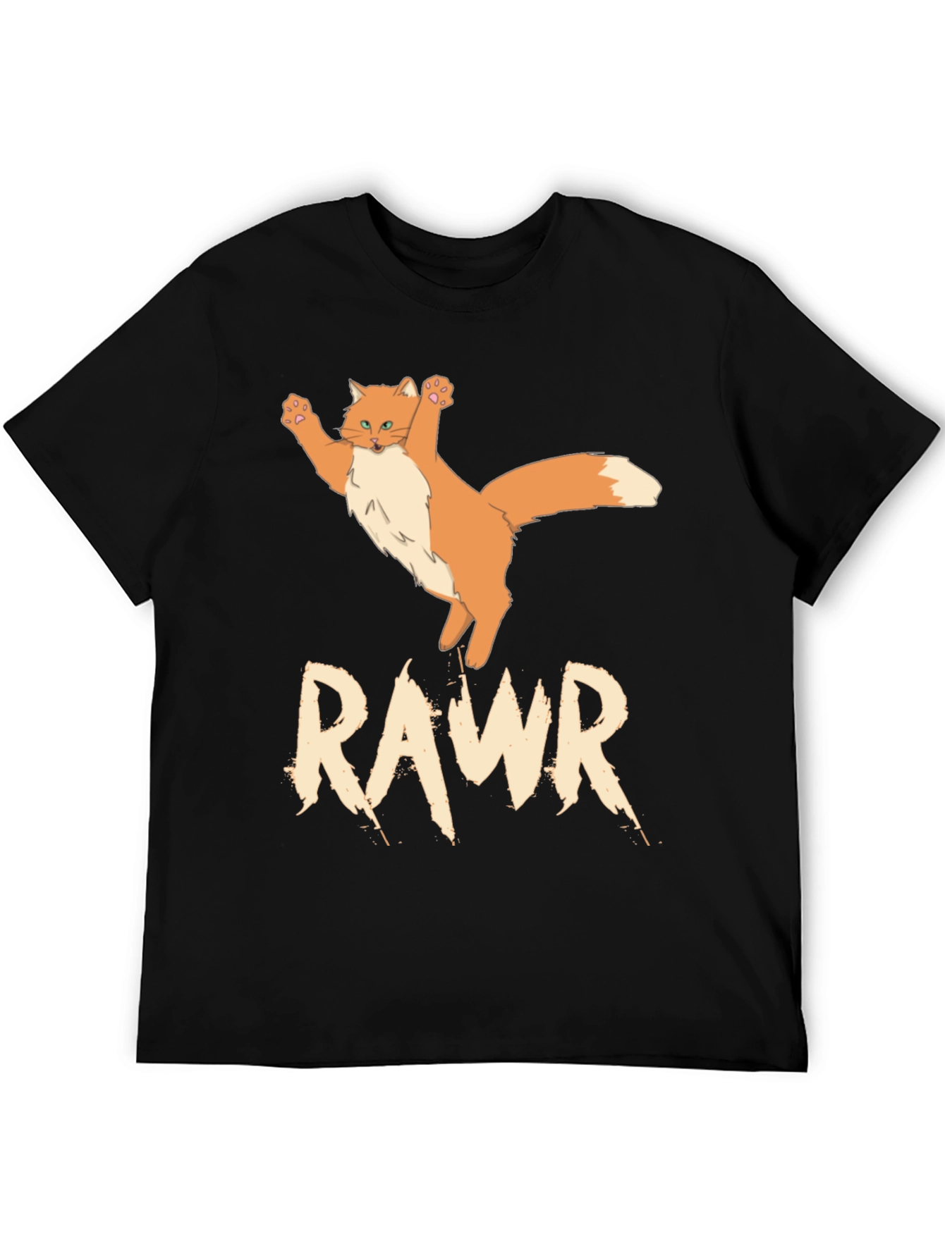 RAWR Cat Graphic Tee - Black Cotton T-Shirt