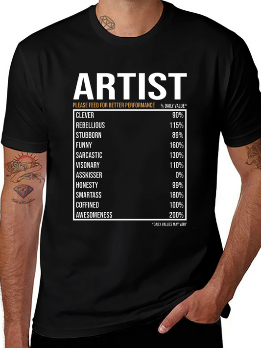 Artist Nutritional Facts Black T-Shirt