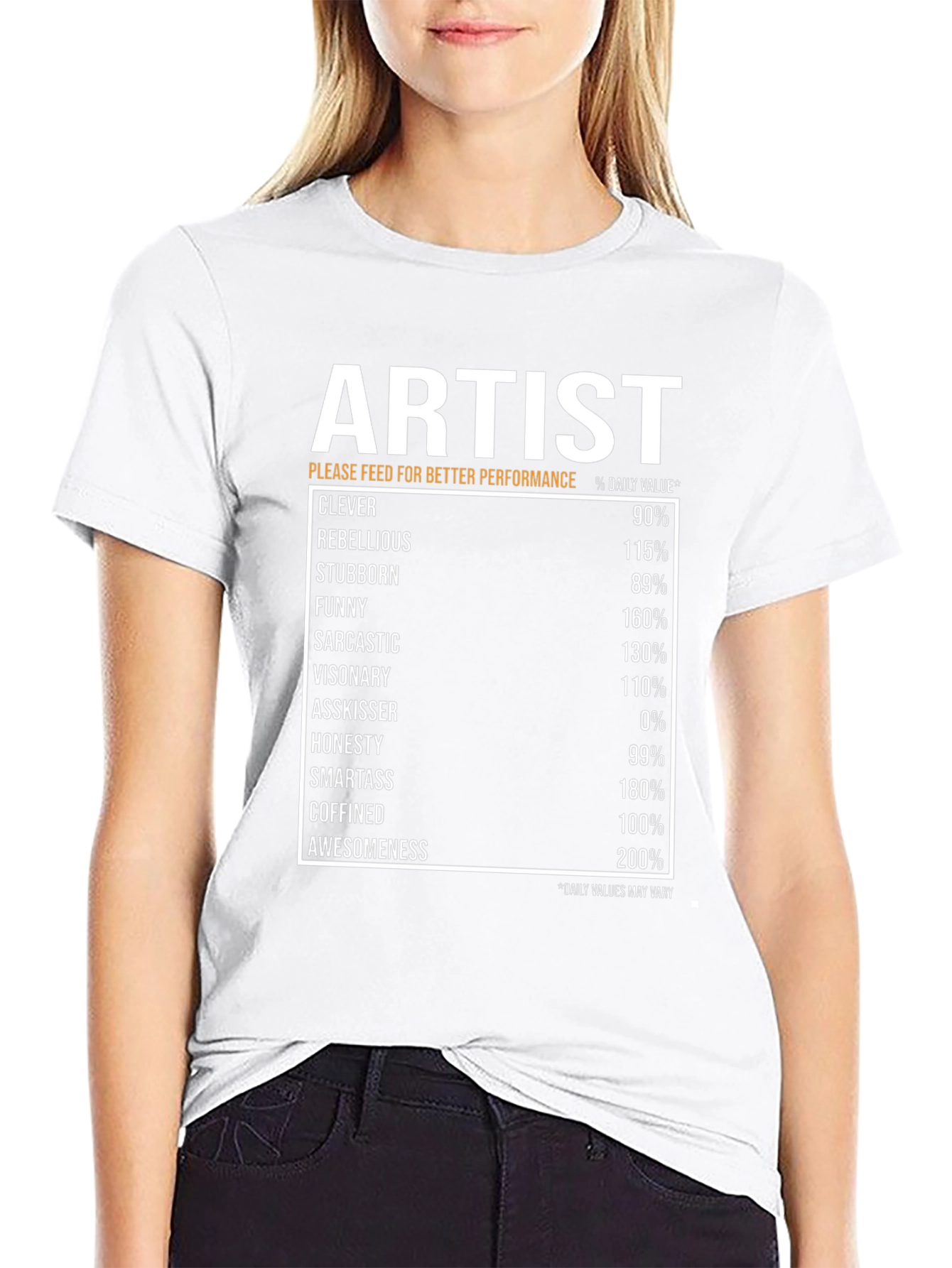 Artist Nutritional Facts Black T-Shirt