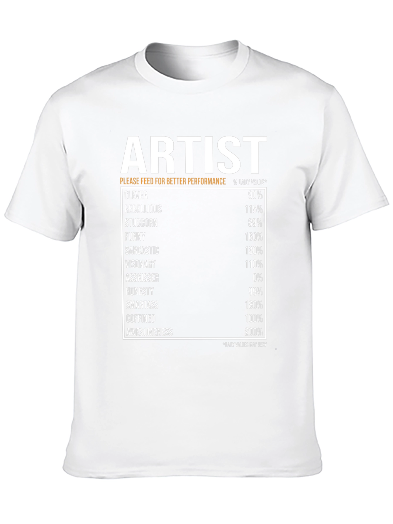 Artist Nutritional Facts Black T-Shirt