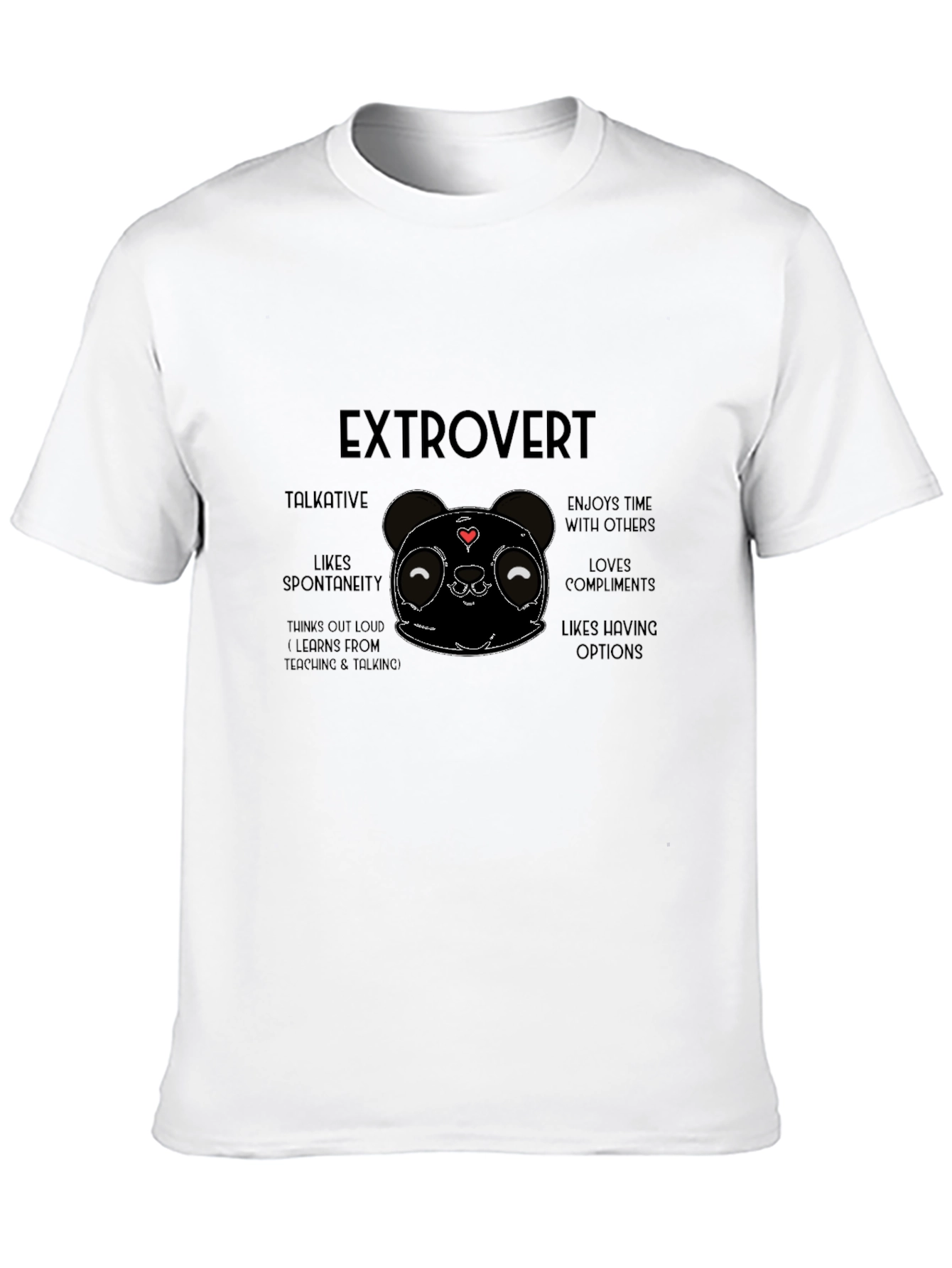 Extrovert Panda Black T-Shirt