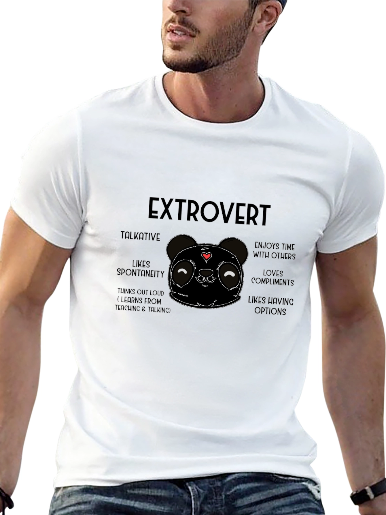 Extrovert Panda Black T-Shirt