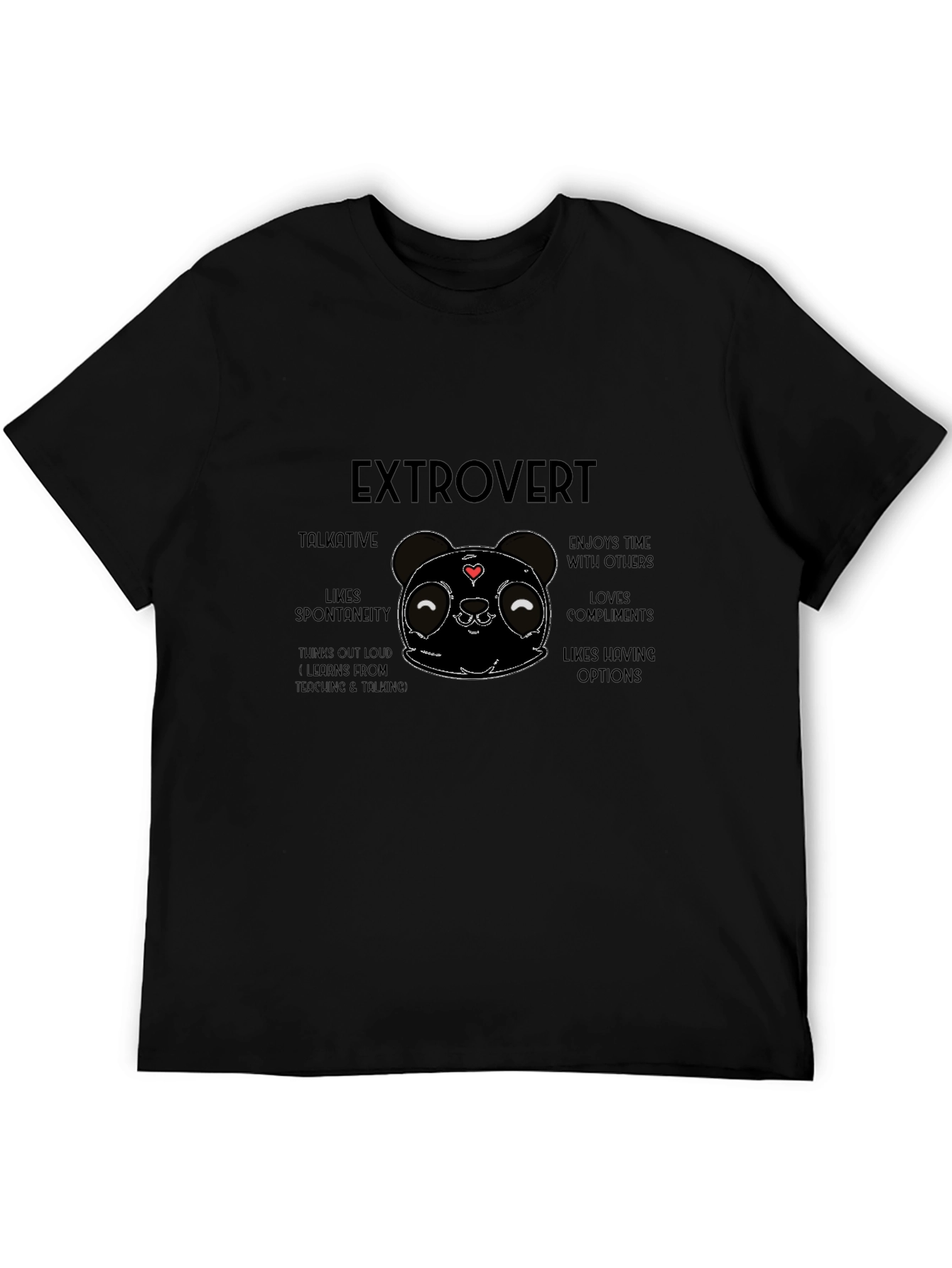 Extrovert Panda Black T-Shirt