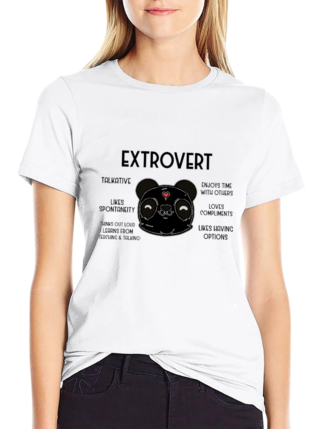 Extrovert Panda Black T-Shirt