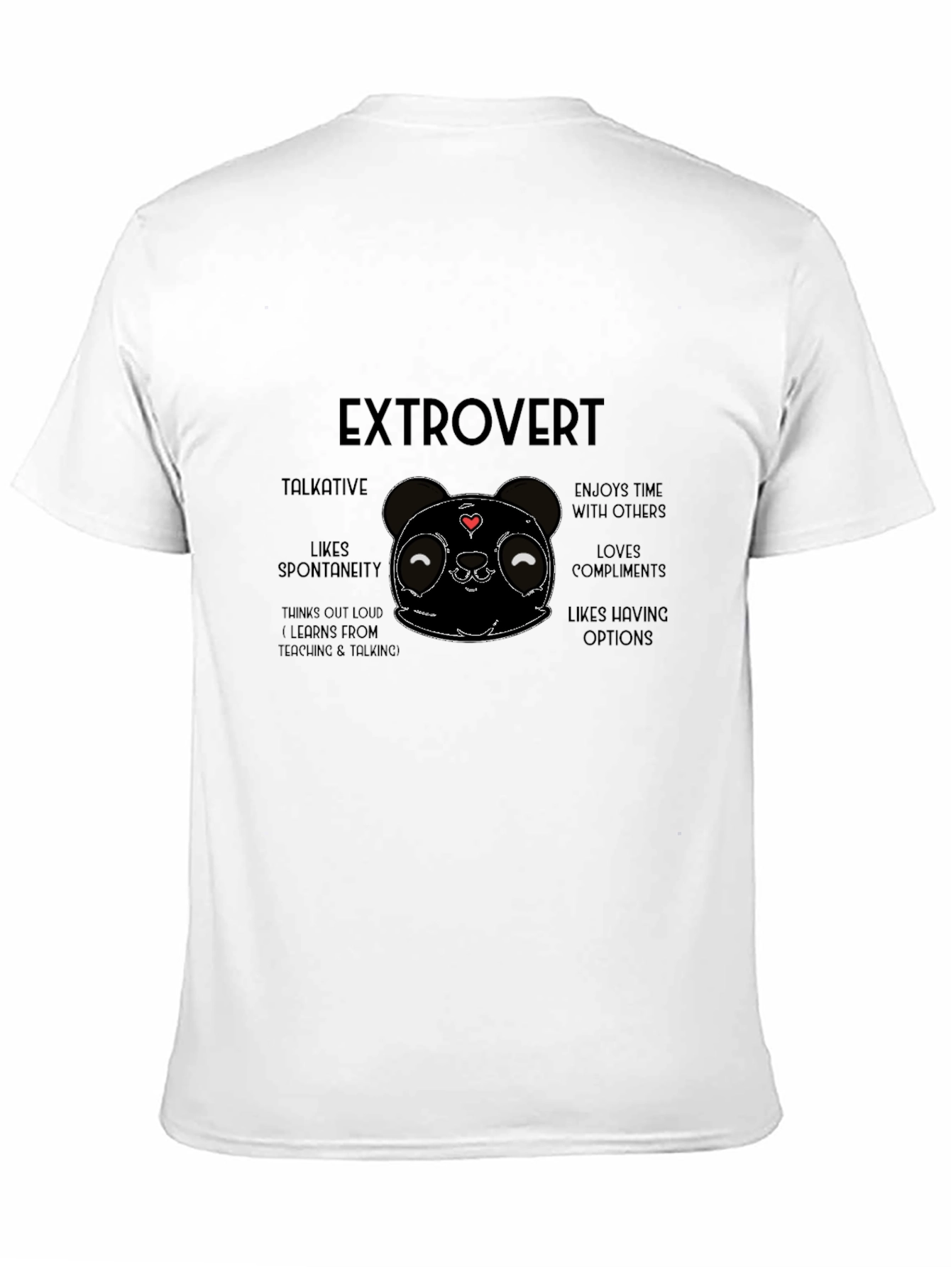 Extrovert Panda Black T-Shirt
