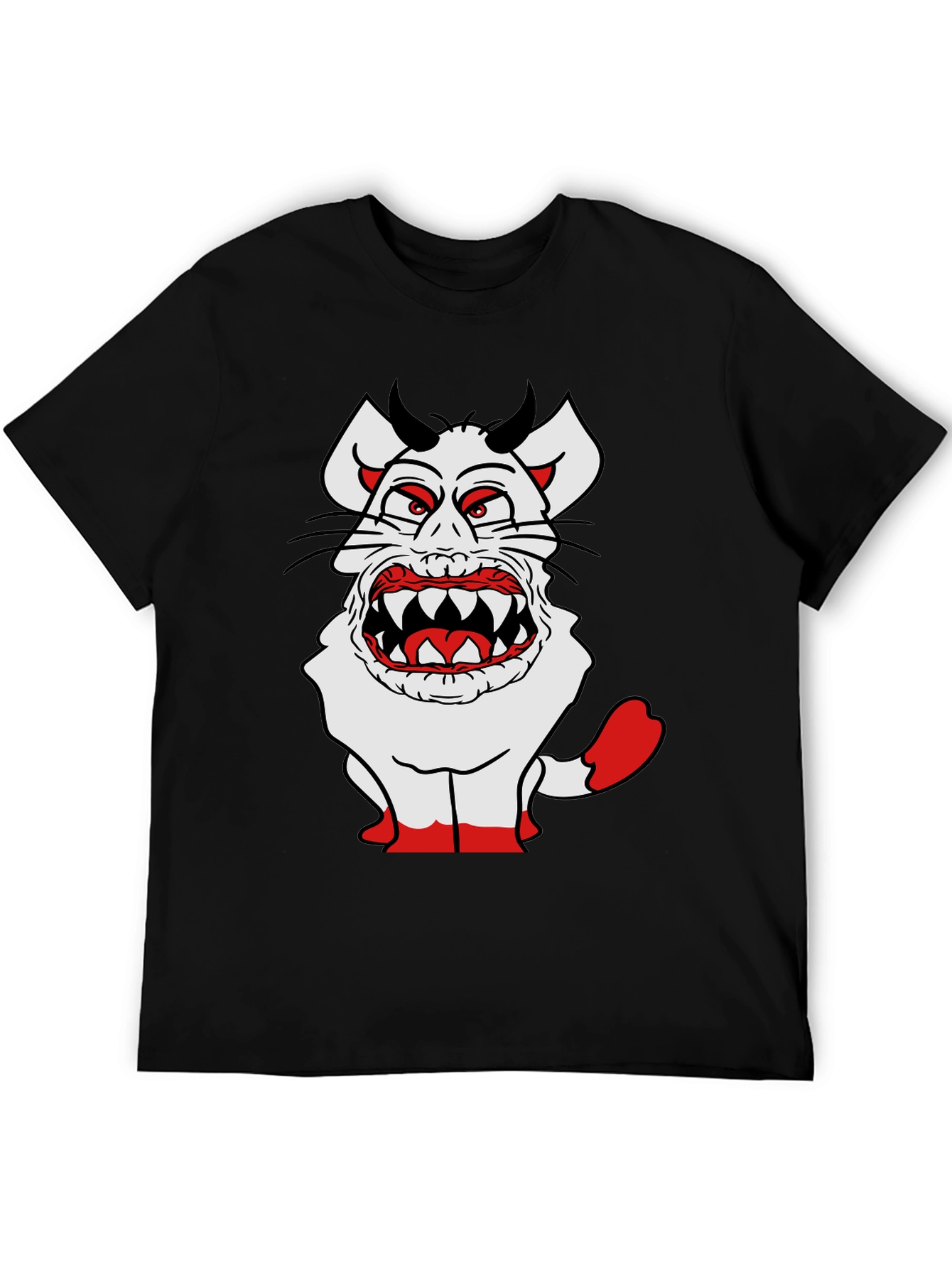 Monster Cartoon Graphic Tee - Black Cotton Blend