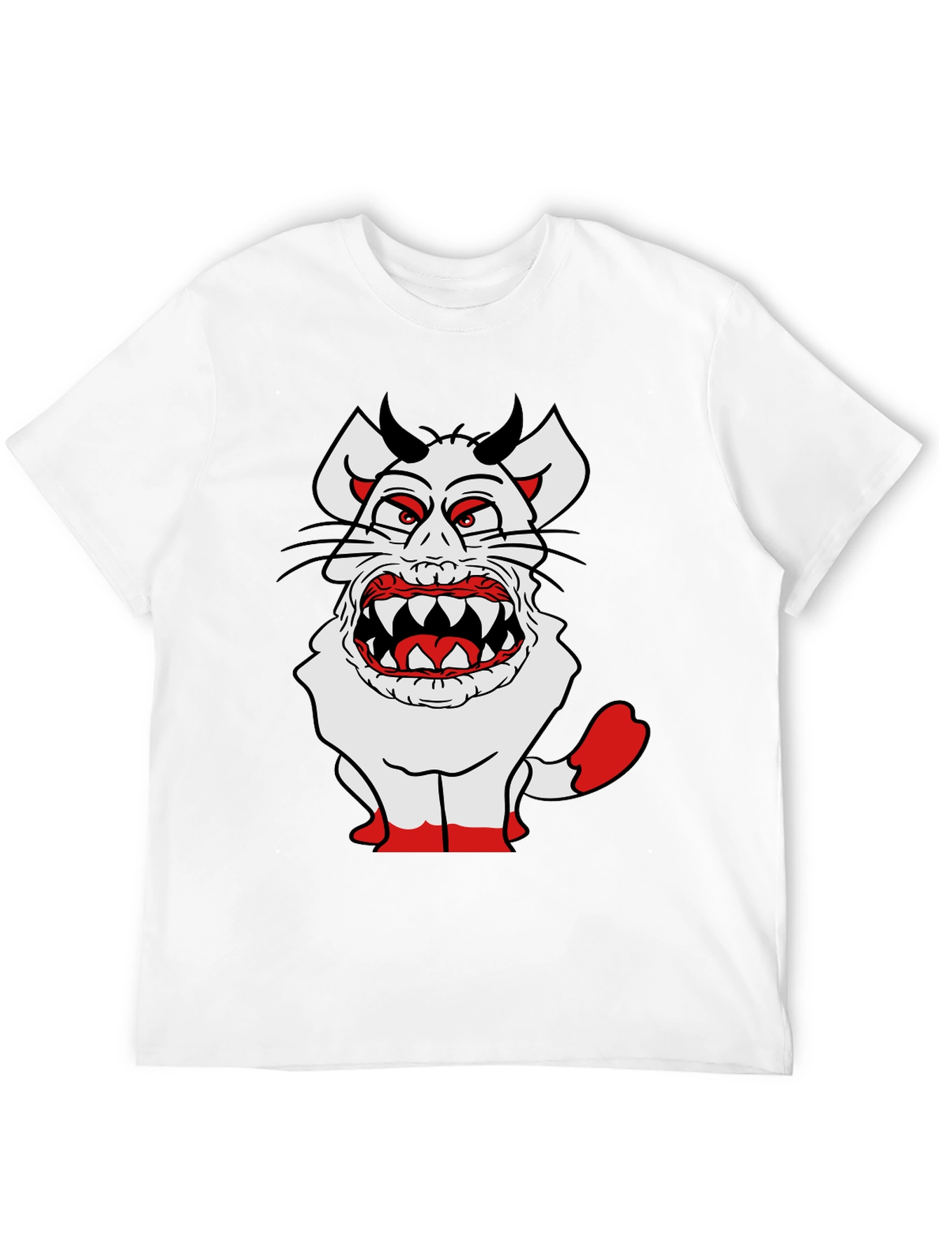 Monster Cartoon Graphic Tee - Black Cotton Blend
