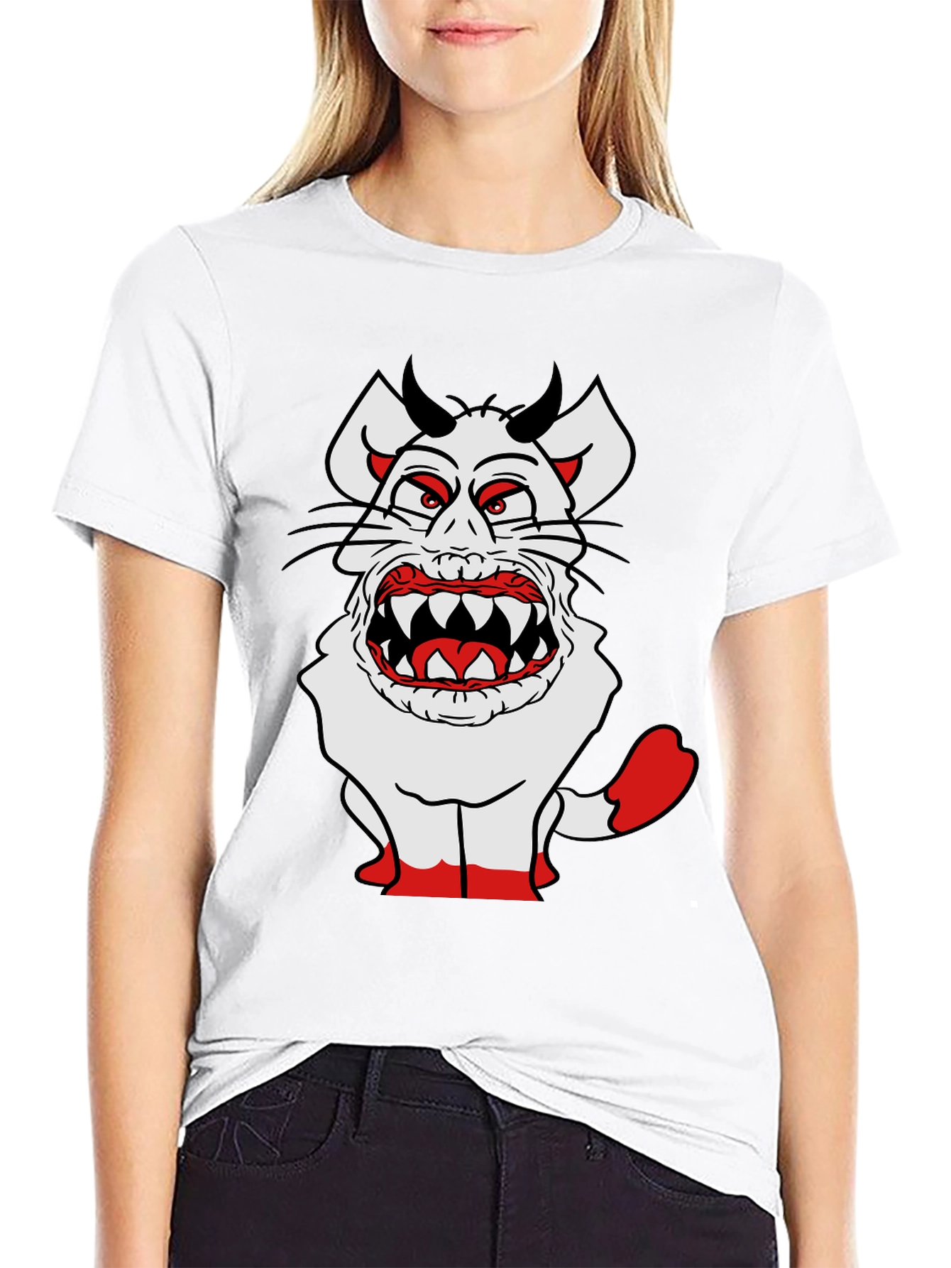 Monster Cartoon Graphic Tee - Black Cotton Blend