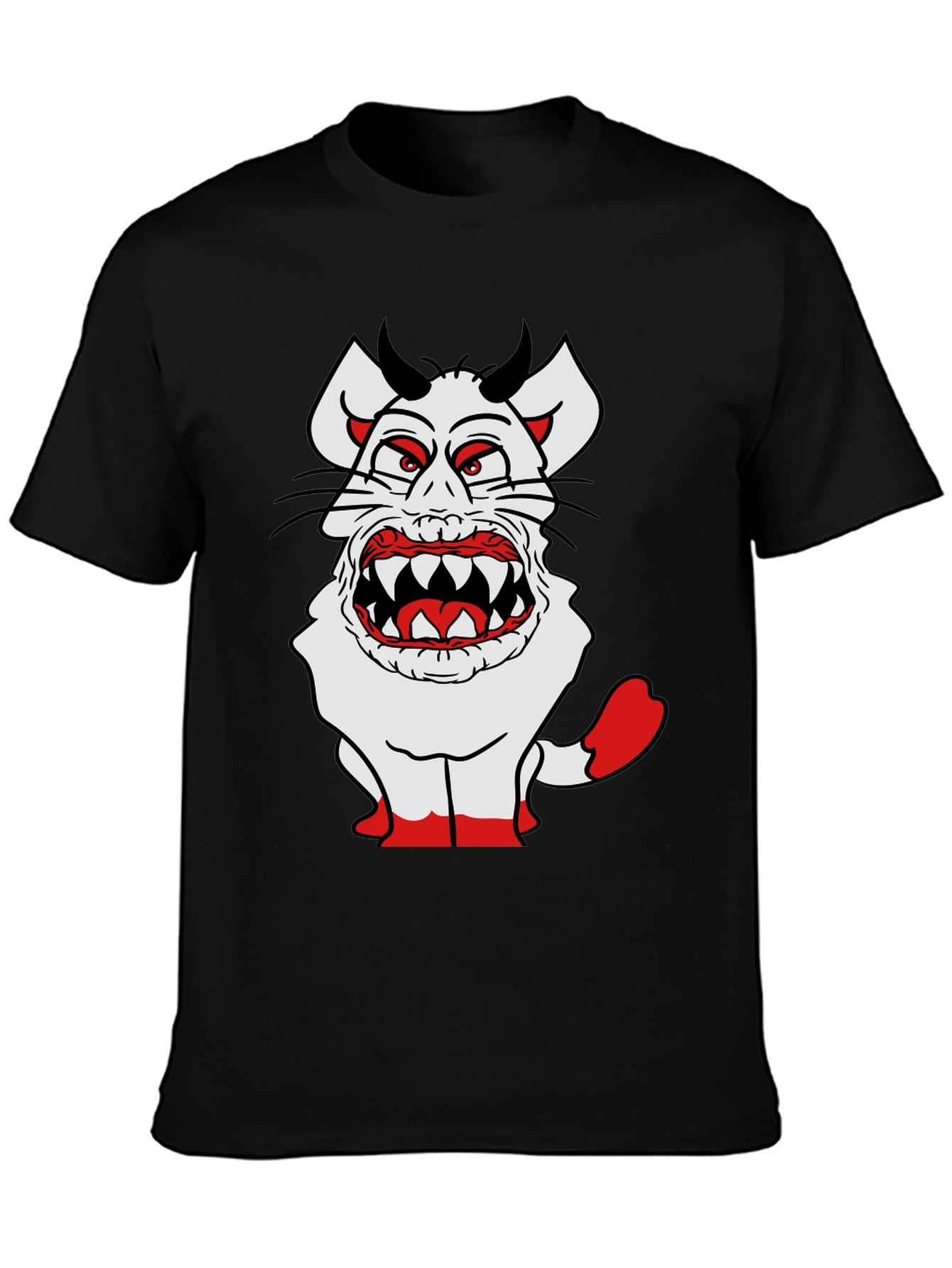 Monster Cartoon Graphic Tee - Black Cotton Blend