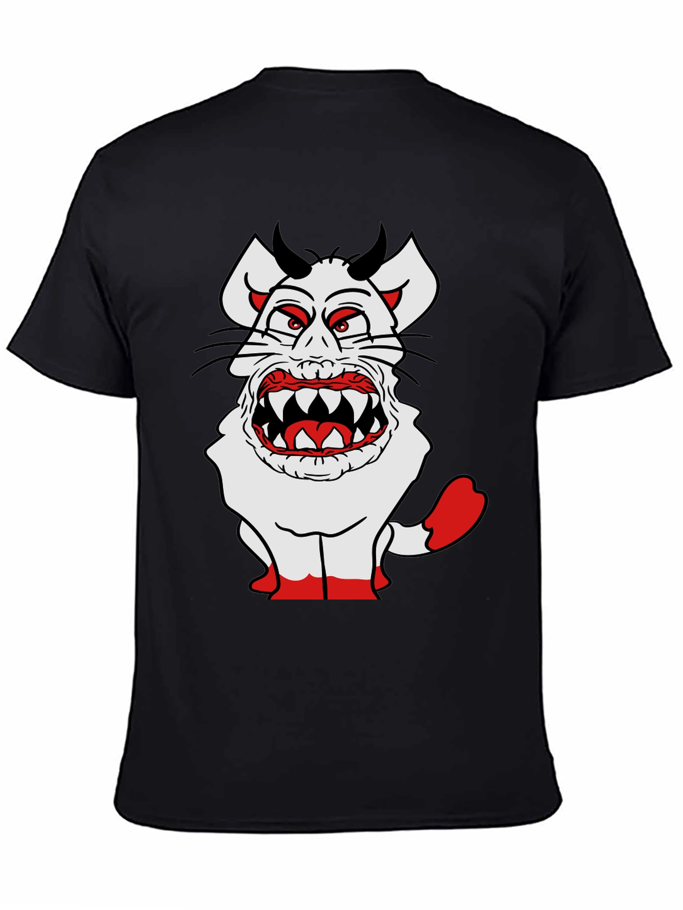 Monster Cartoon Graphic Tee - Black Cotton Blend