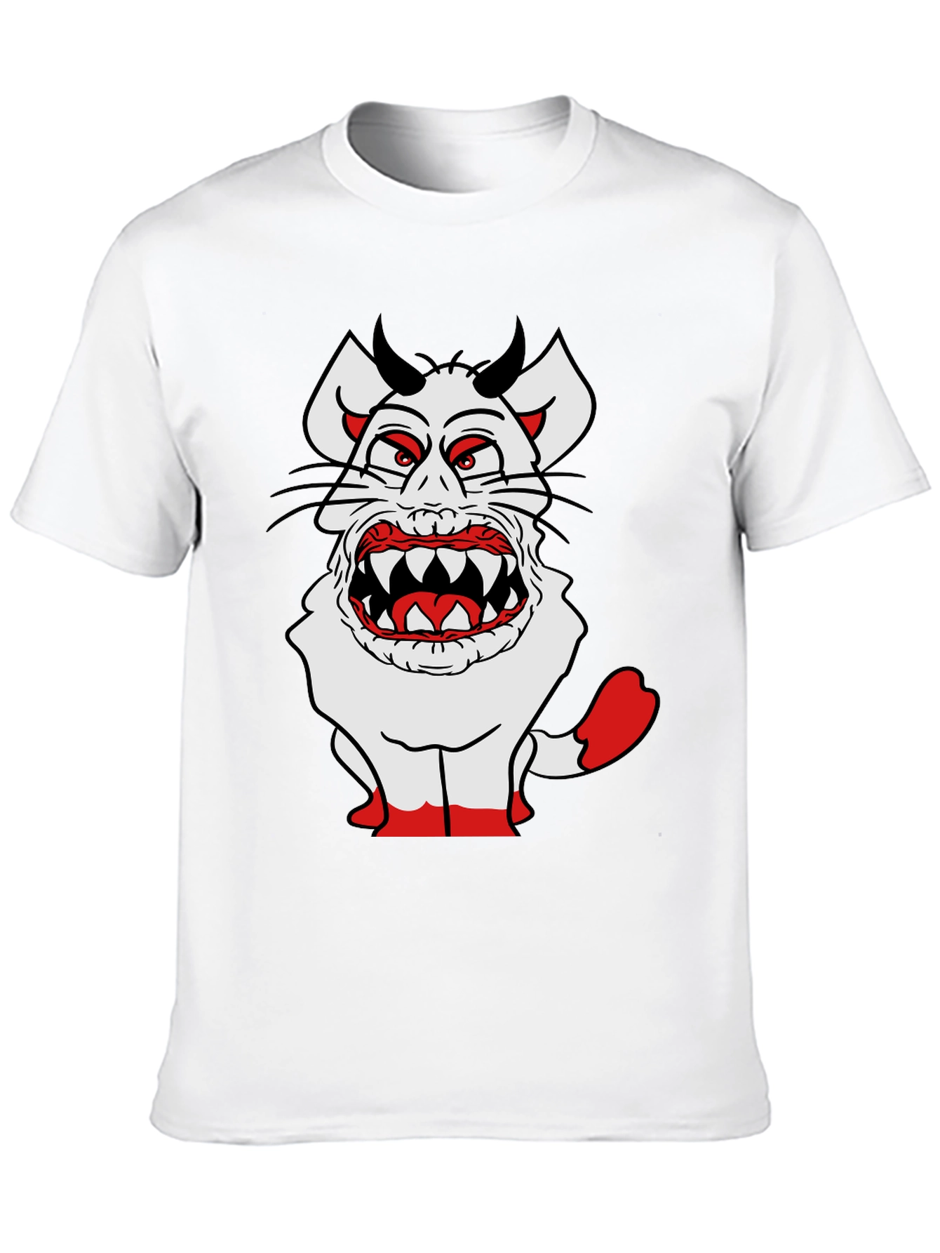 Monster Cartoon Graphic Tee - Black Cotton Blend
